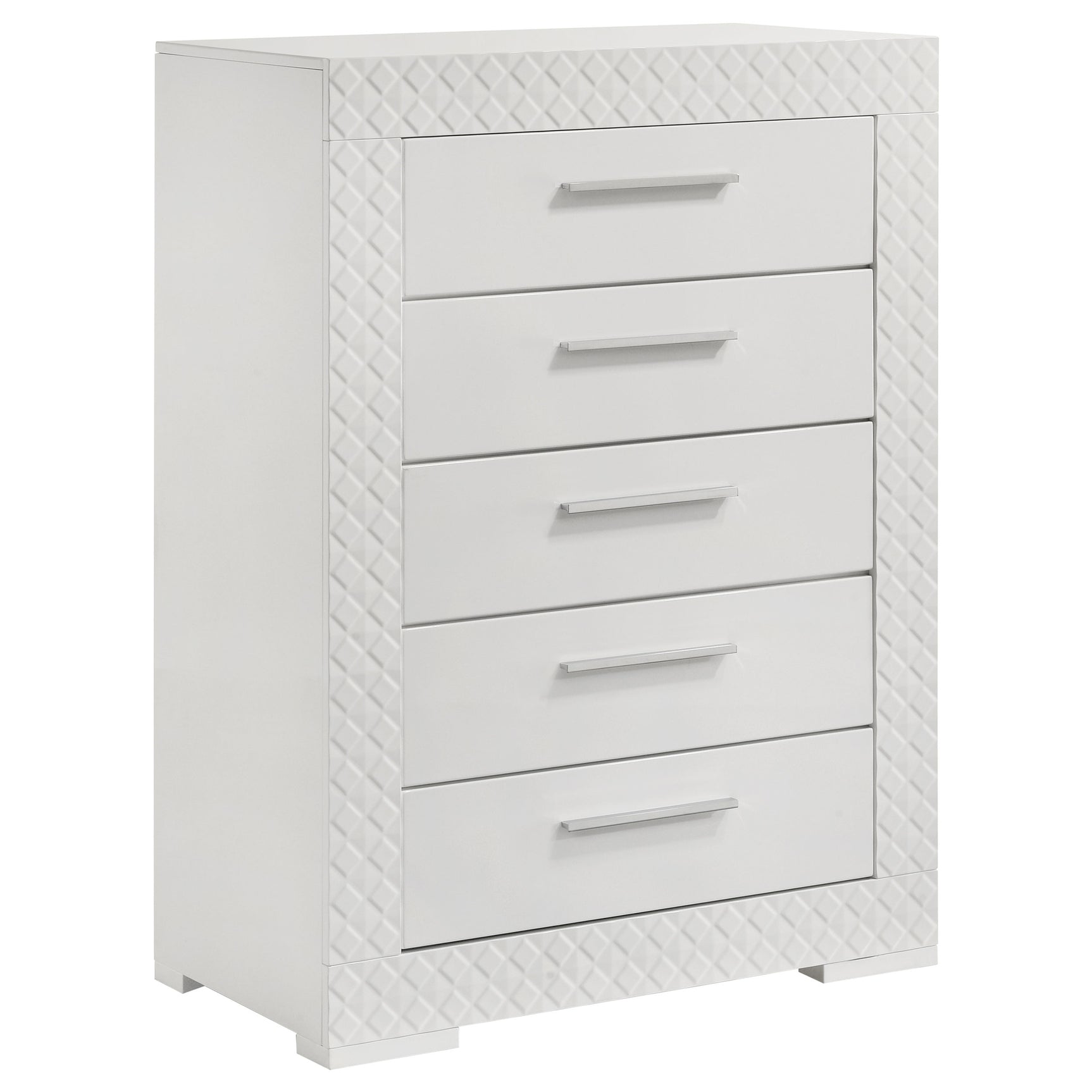 Ives 5-piece Eastern King Bedroom Set White High Gloss - Tampa Furniture Outlet