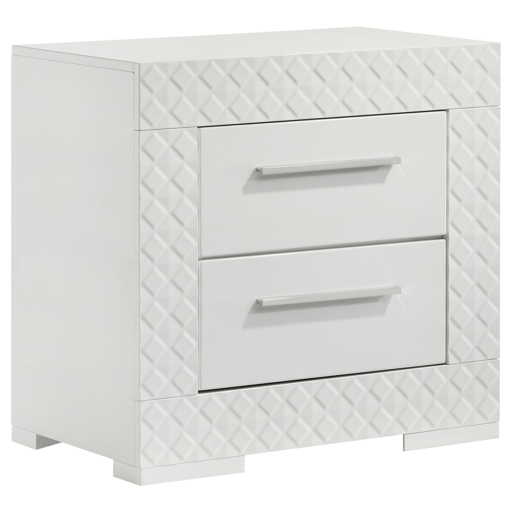 Tampa Furniture Outlet - Coaster - Ives 2-drawer Nightstand Bedside Table White High Gloss - 224942