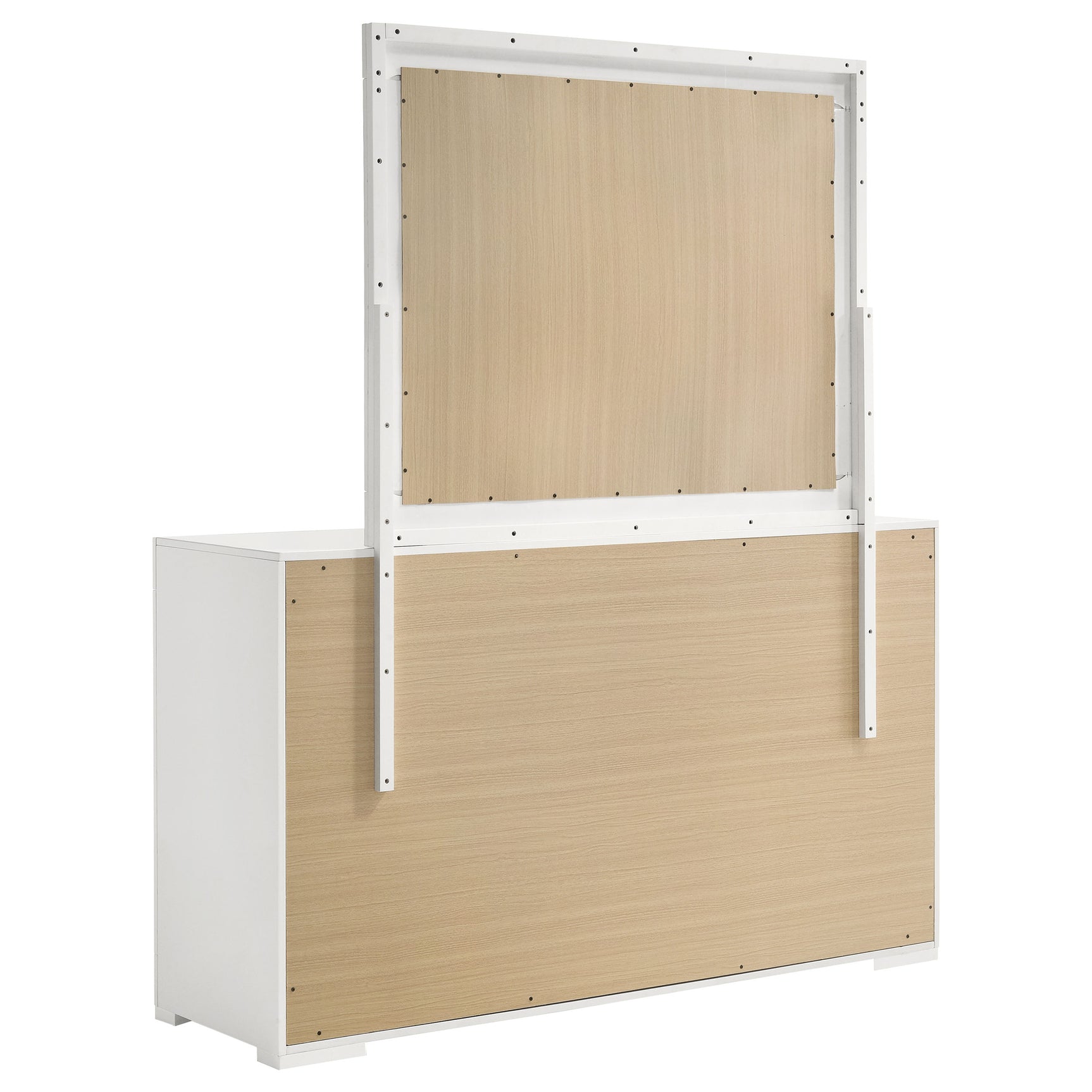 Ives 6-drawer Dresser and Mirror White High Gloss - Tampa Furniture Outlet