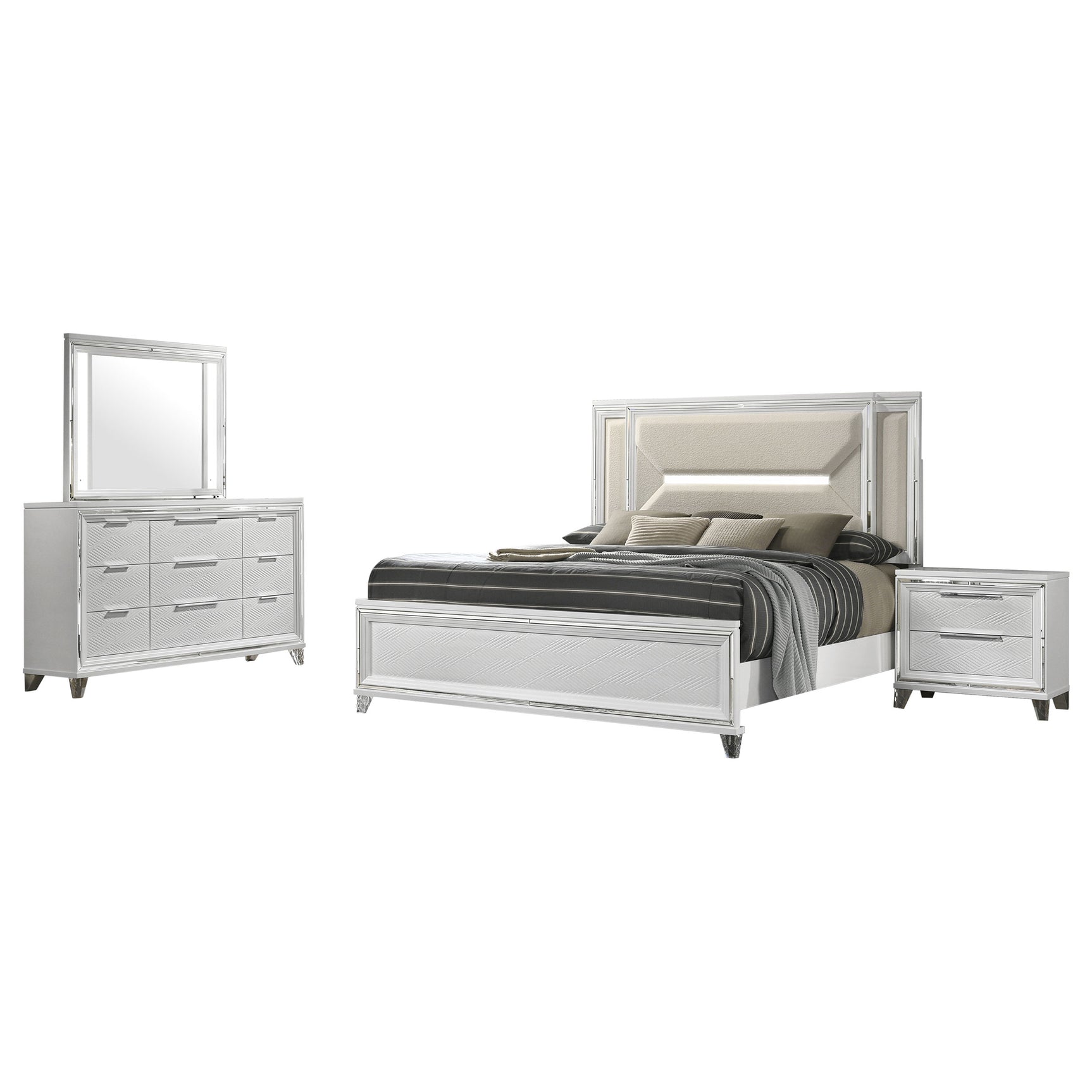 Marmore 4-piece Eastern King Bedroom Set White - Tampa Furniture Outlet