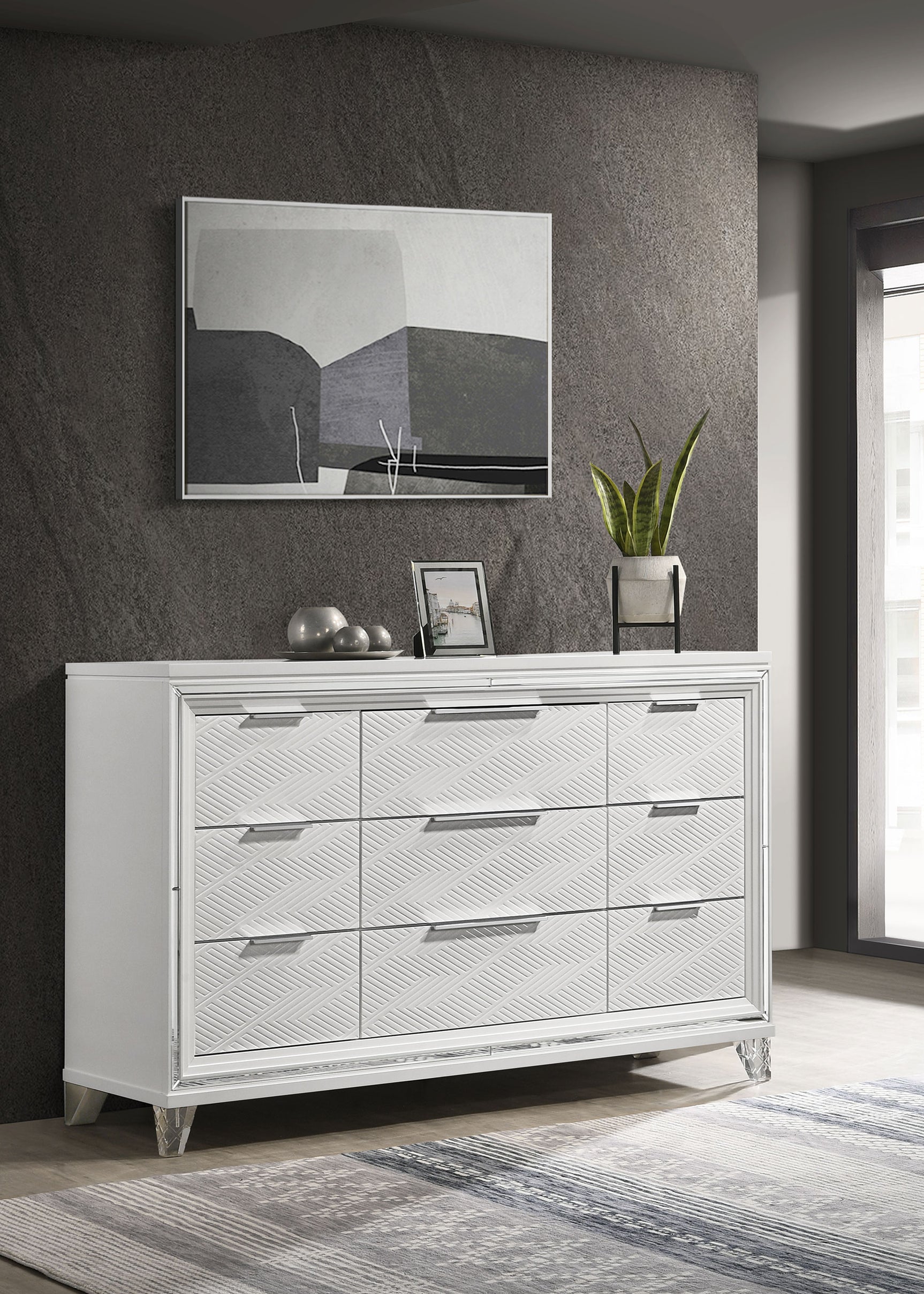 Marmore 9-drawer Dresser Cabinet White - Tampa Furniture Outlet