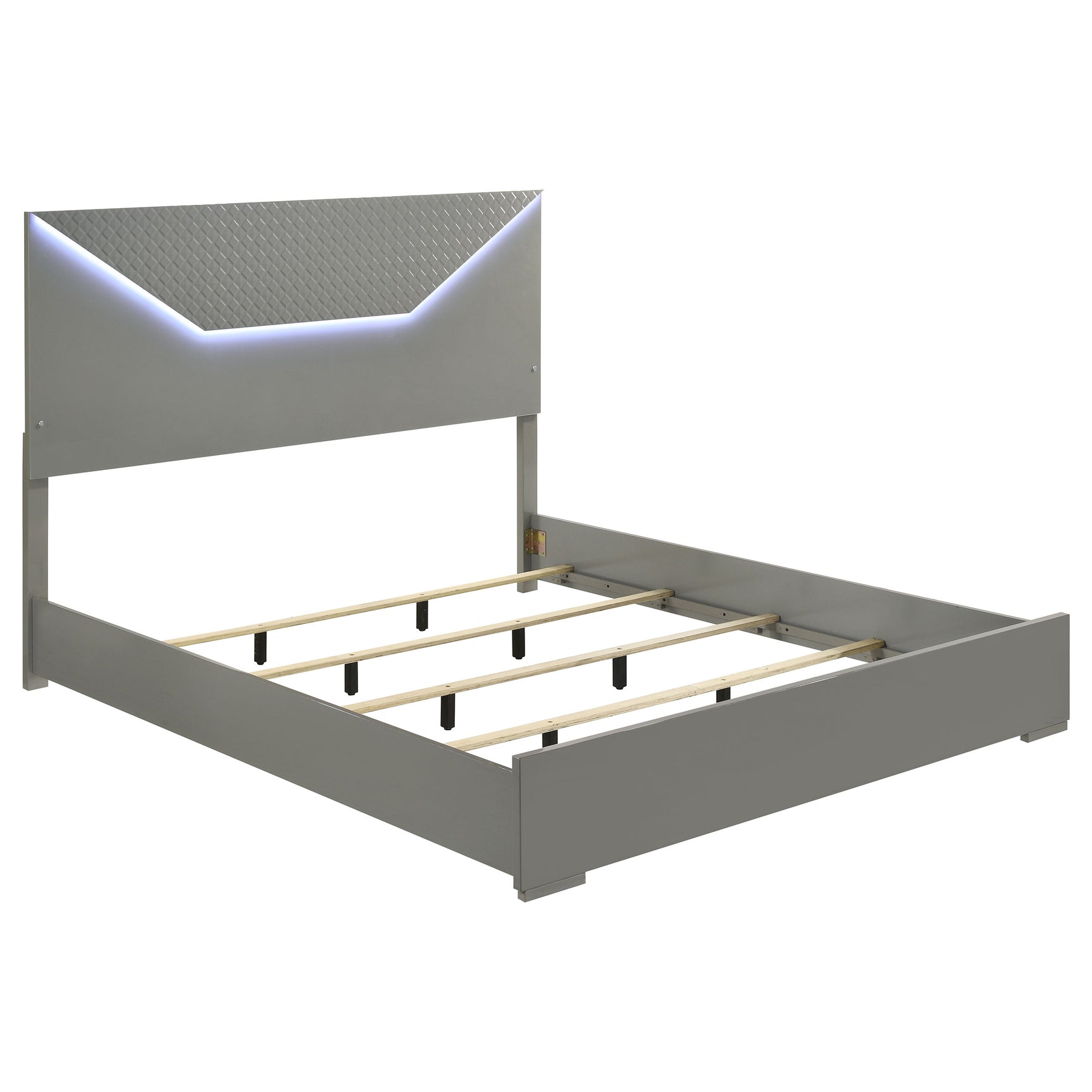 Ives 5-piece Eastern King Bedroom Set Grey High Gloss - Tampa Furniture Outlet