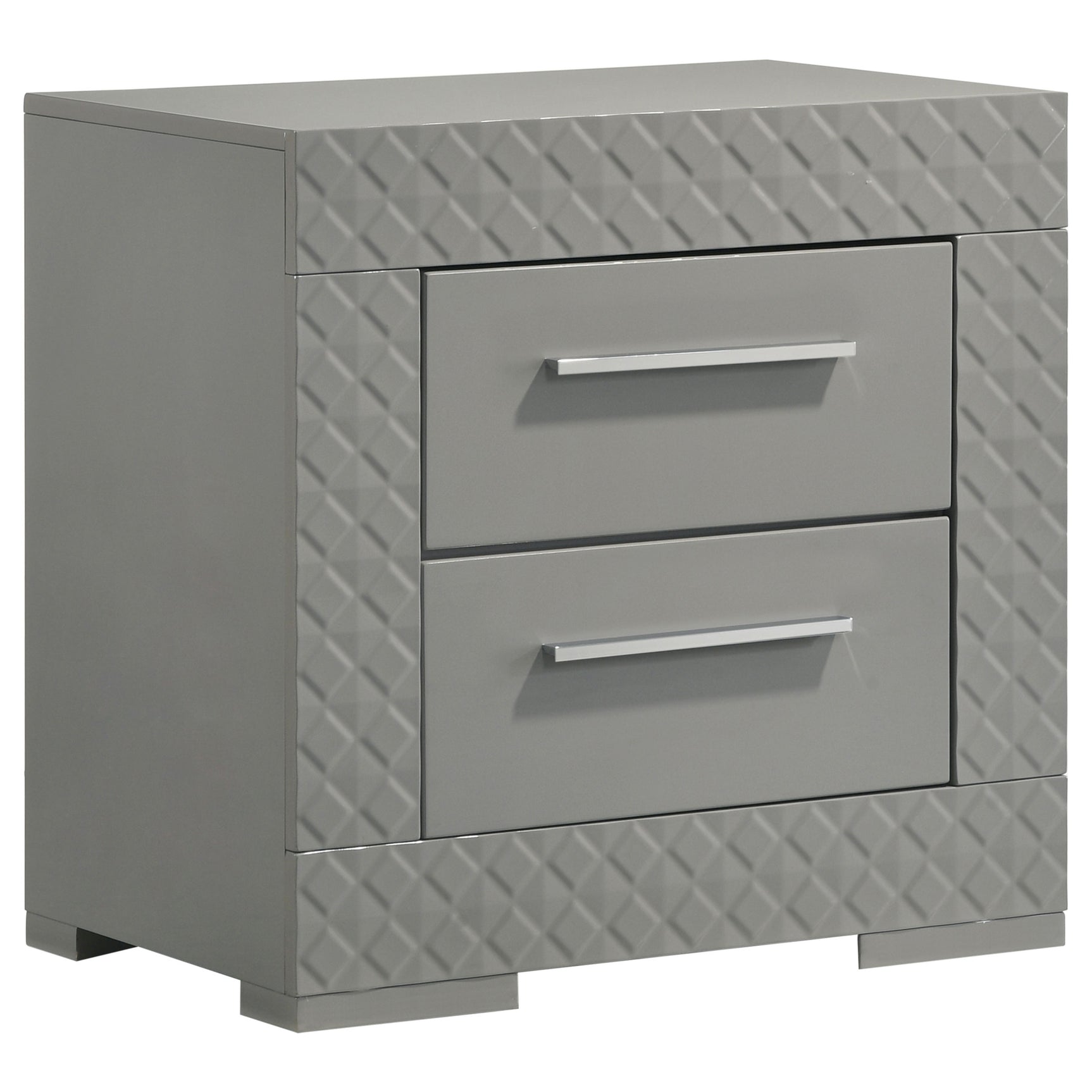 Ives 5-piece Eastern King Bedroom Set Grey High Gloss - Tampa Furniture Outlet