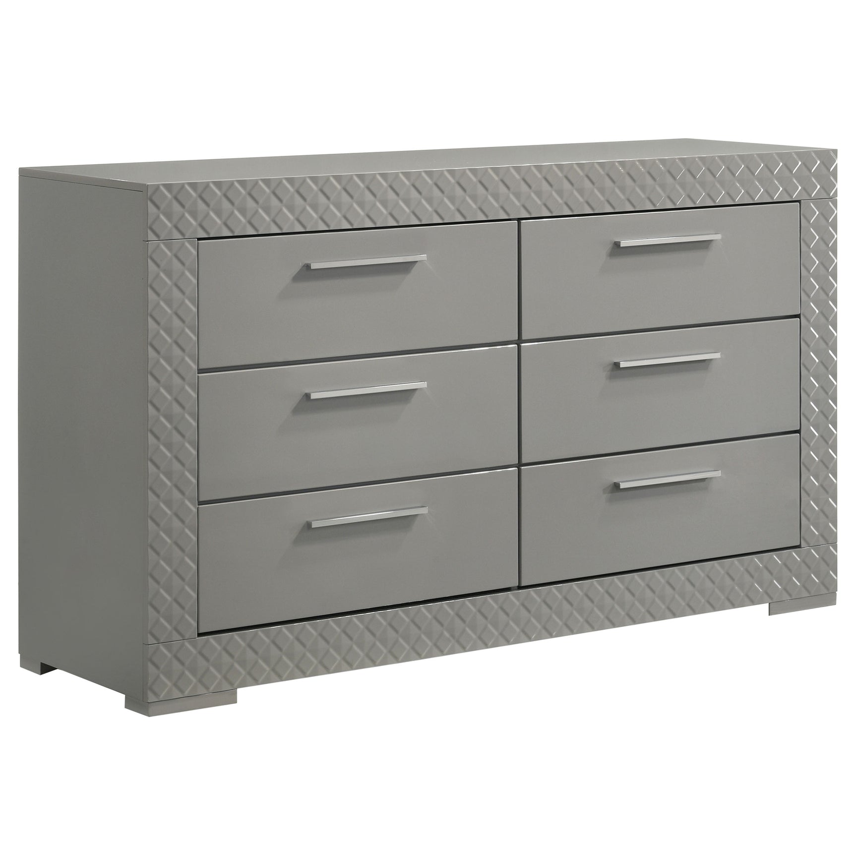 Ives 5-piece Eastern King Bedroom Set Grey High Gloss - Tampa Furniture Outlet