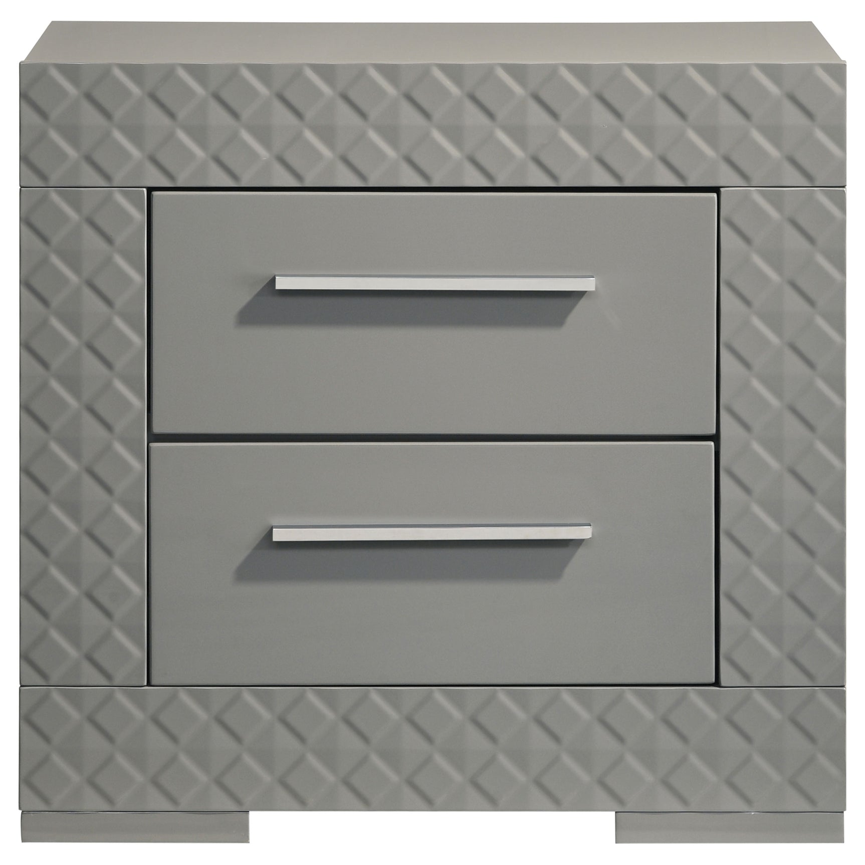 Ives 2-drawer Nightstand Bedside Table Grey High Gloss - Tampa Furniture Outlet