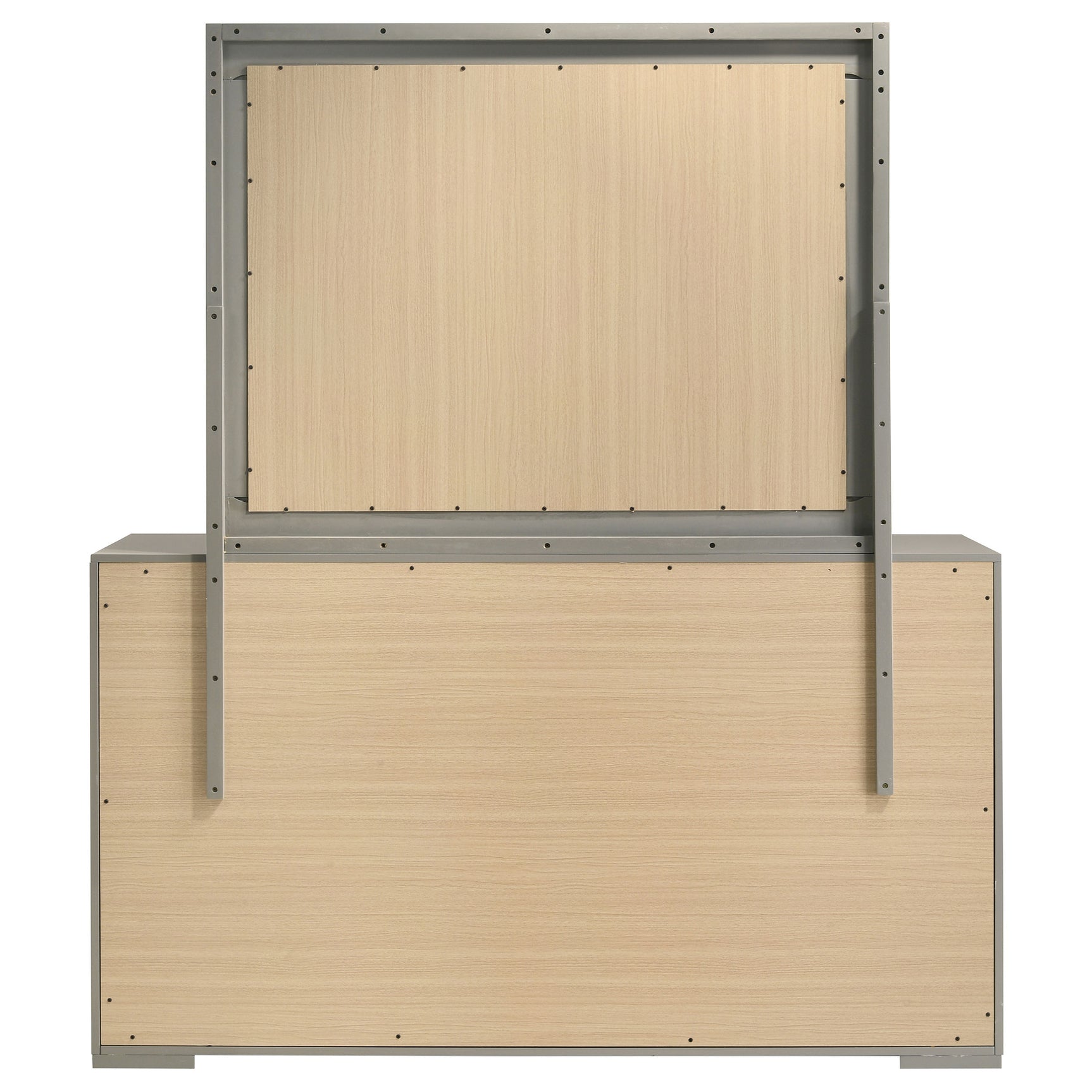 Ives 6-drawer Dresser and Mirror Grey High Gloss - Tampa Furniture Outlet