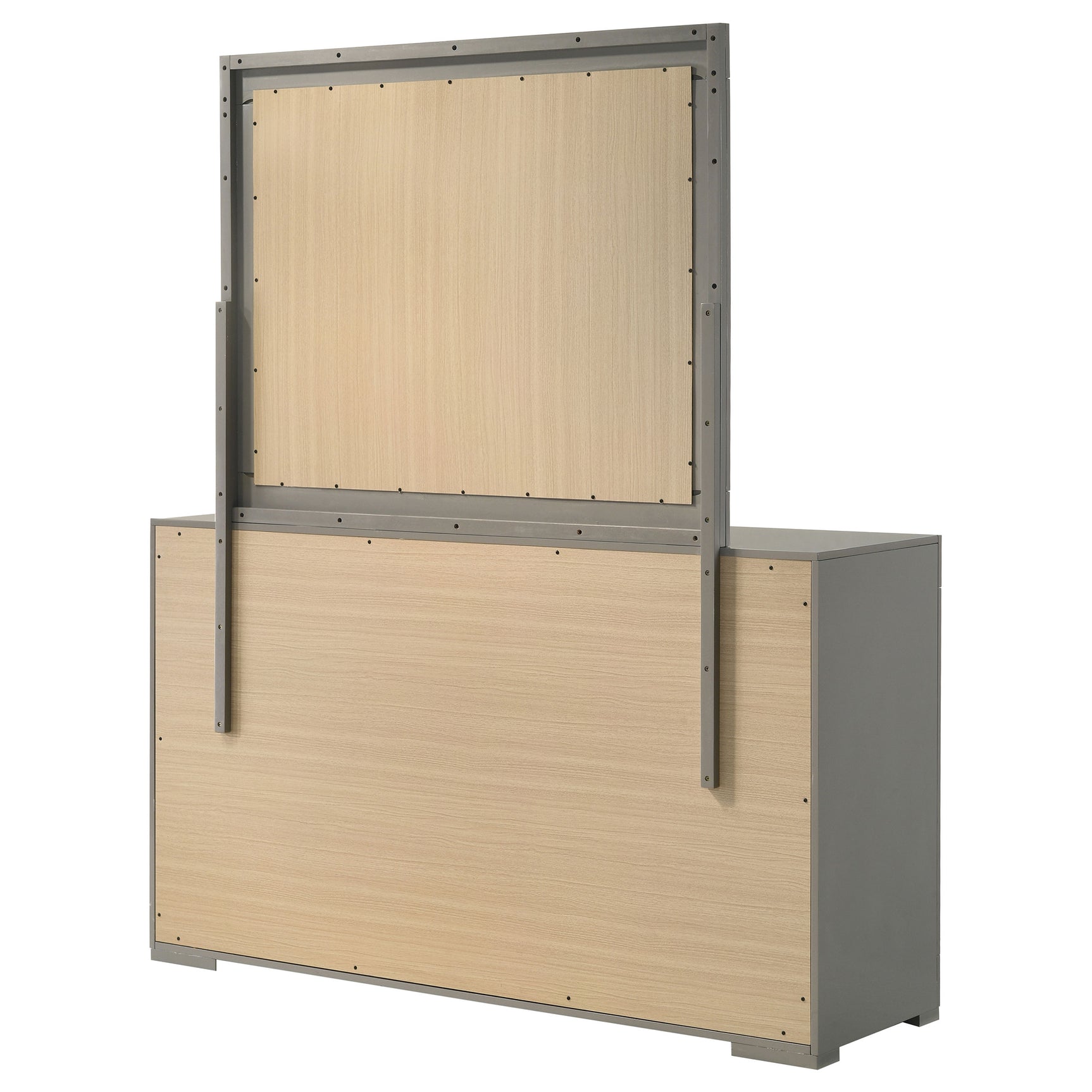 Ives 6-drawer Dresser and Mirror Grey High Gloss - Tampa Furniture Outlet
