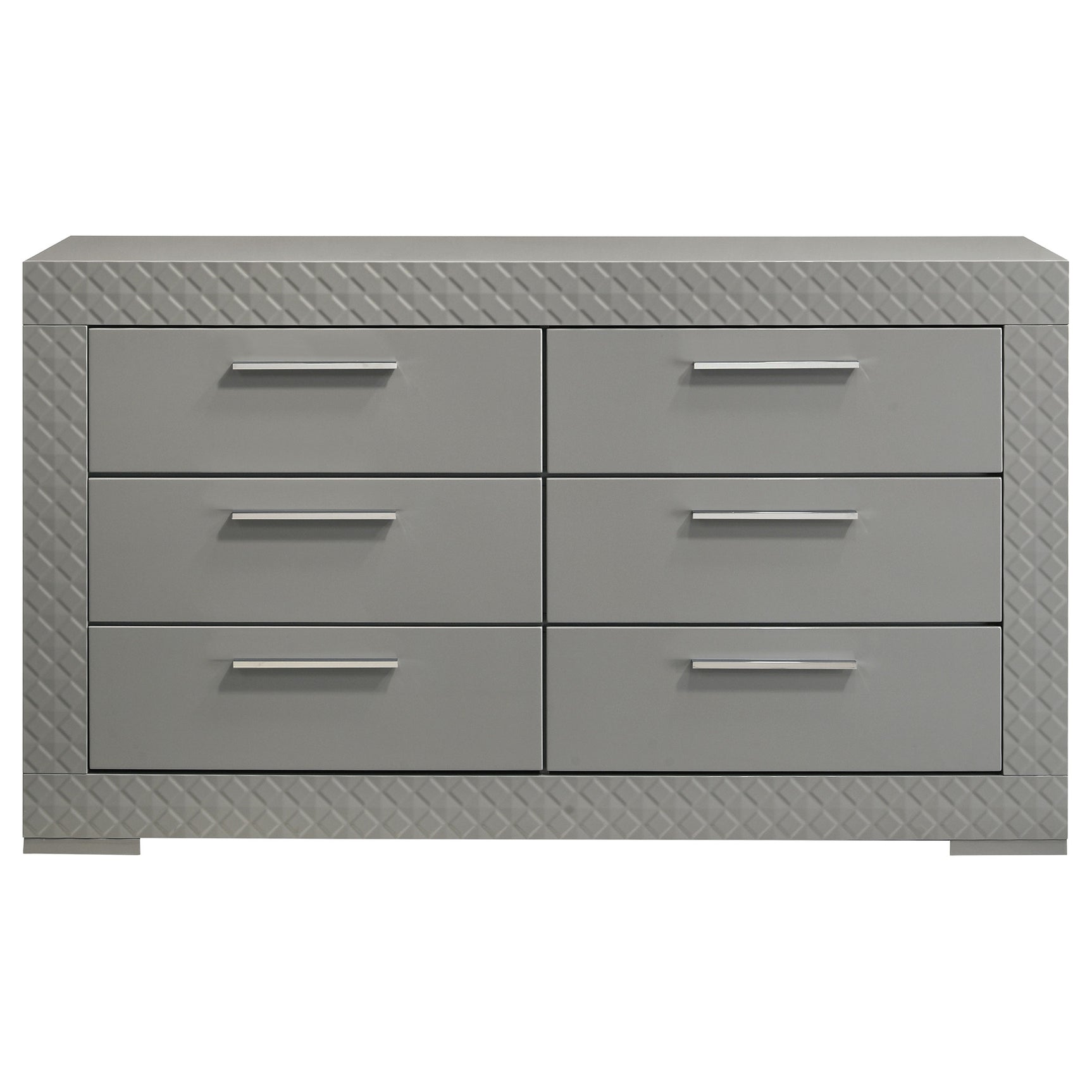 Ives 6-drawer Dresser Cabinet Grey High Gloss - Tampa Furniture Outlet