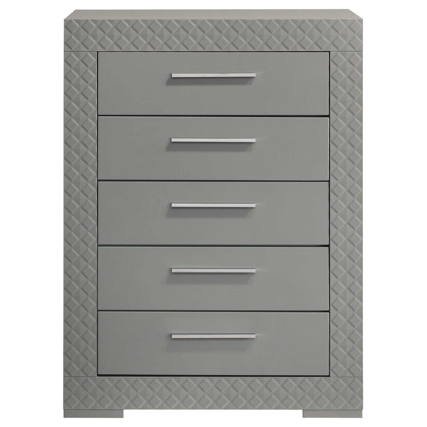 Ives 5-drawer Bedroom Chest of Drawers Grey High Gloss - Tampa Furniture Outlet