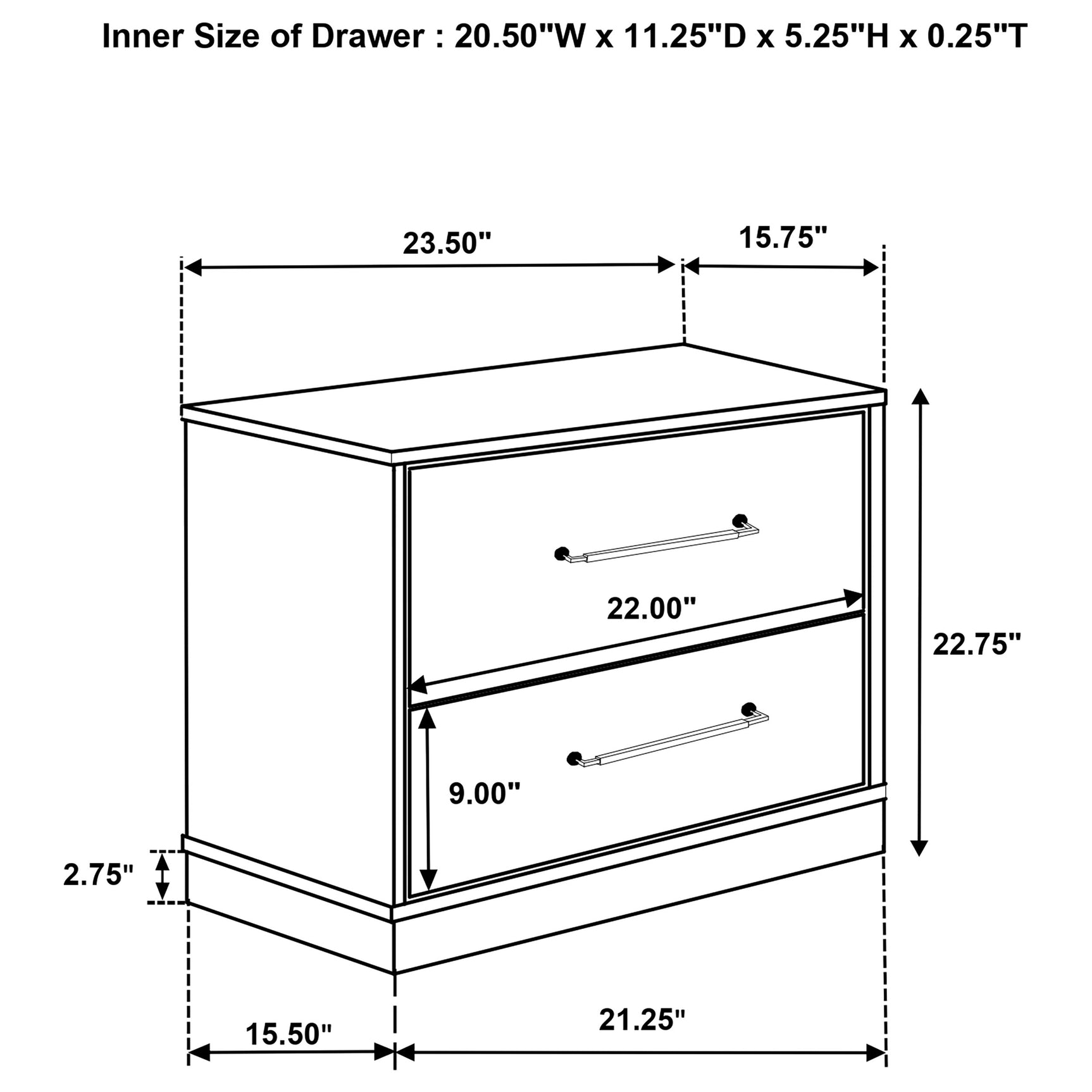 Fenwick 2-drawer Nightstand Bedside Table Grey Oak - Tampa Furniture Outlet