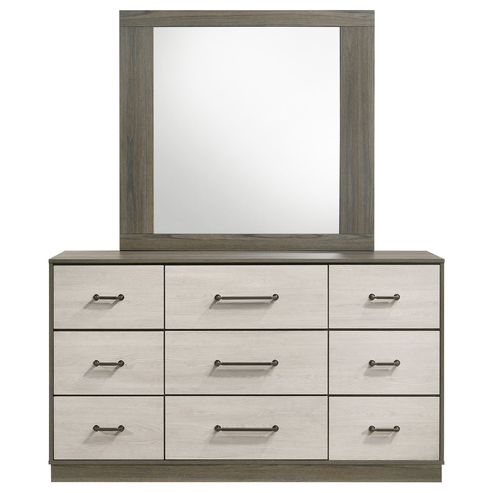 Fenwick 9-drawer Dresser with Mirror Grey Oak - Tampa Furniture Outlet