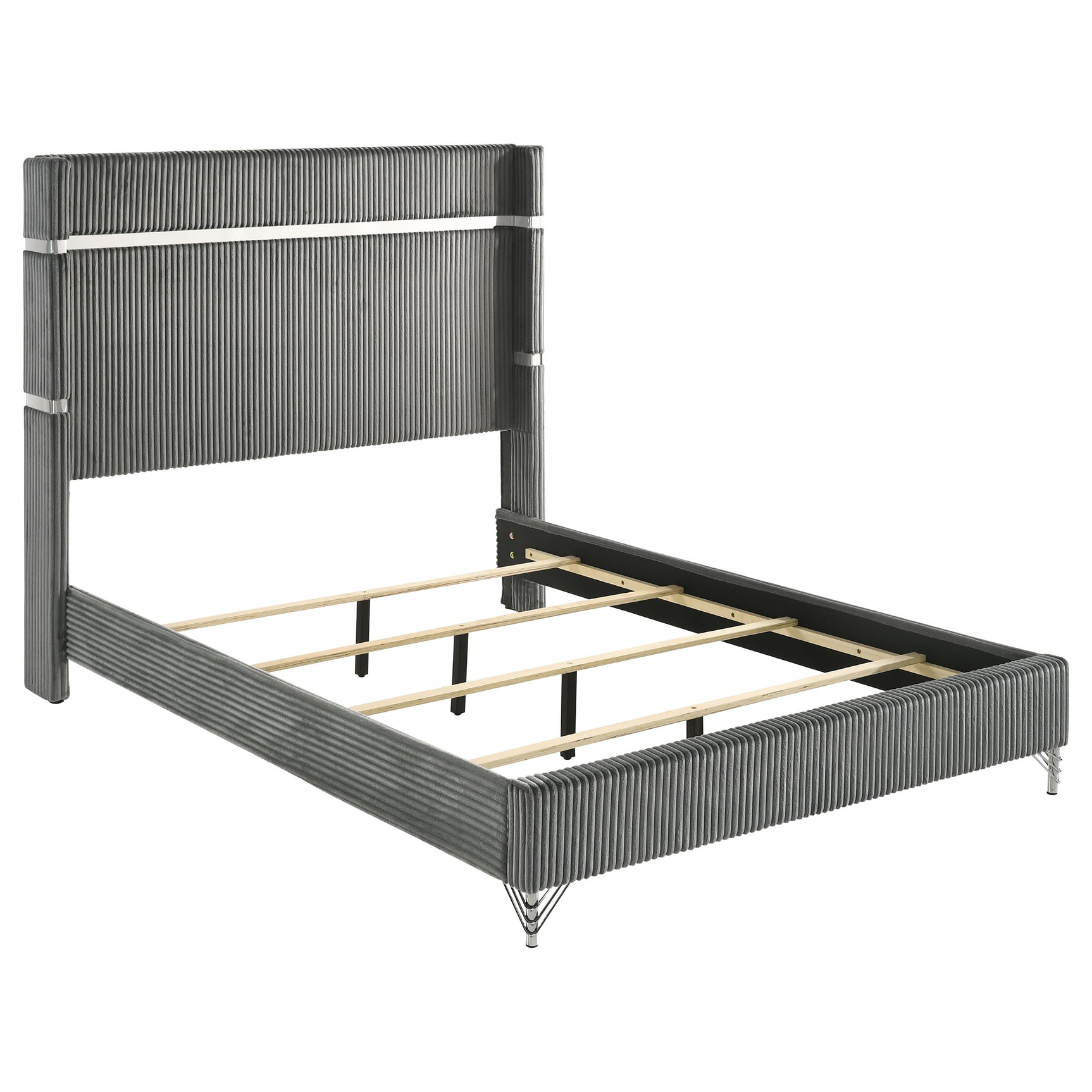Tampa Furniture Outlet - Coaster - Lucia 61-inch Upholstered Queen Wingback Bed Grey - 224991Q