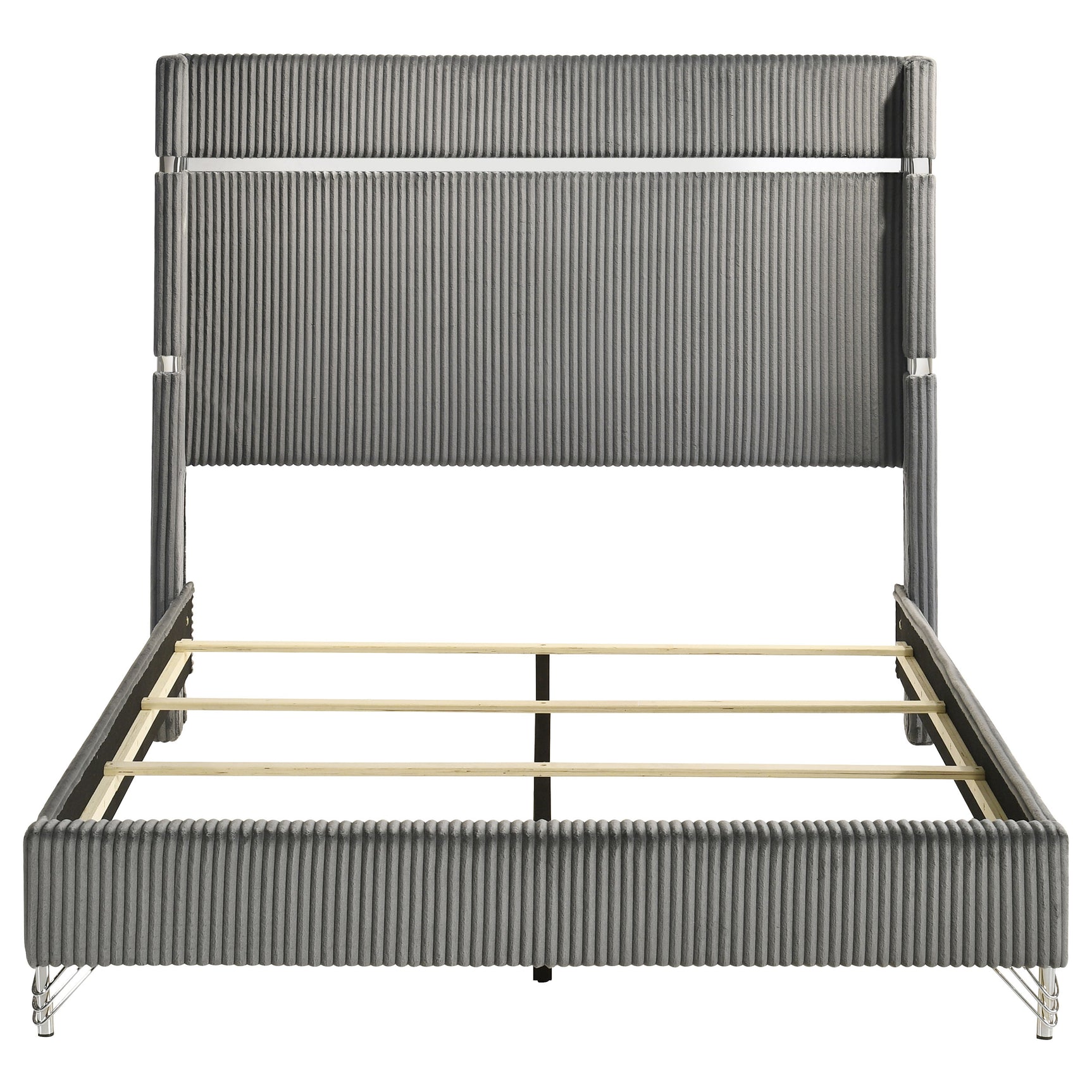 Lucia 61-inch Upholstered Queen Wingback Bed Grey - Tampa Furniture Outlet