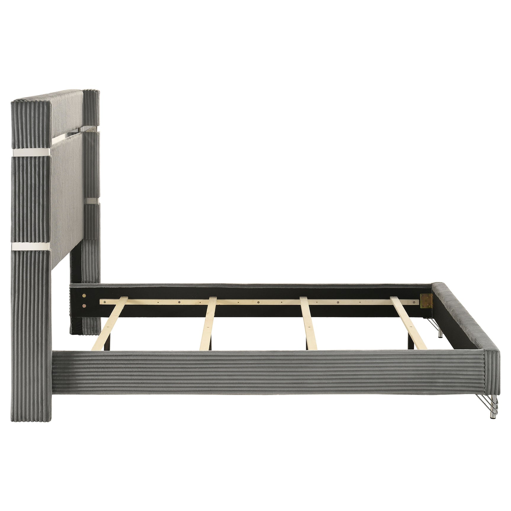 Lucia 61-inch Upholstered Queen Wingback Bed Grey - Tampa Furniture Outlet