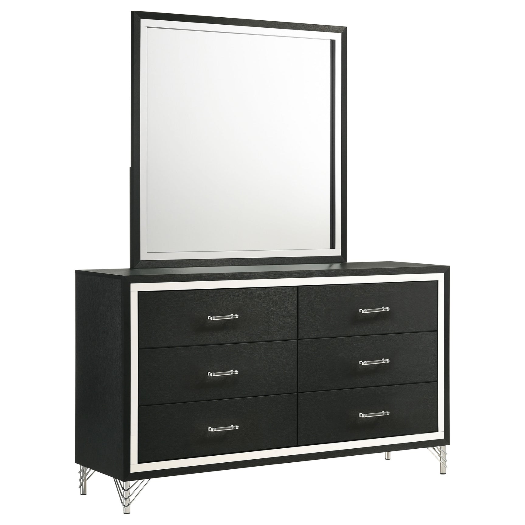 Tampa Furniture Outlet - Coaster - Lucia 6-drawer Dresser and Mirror Black - 224993M