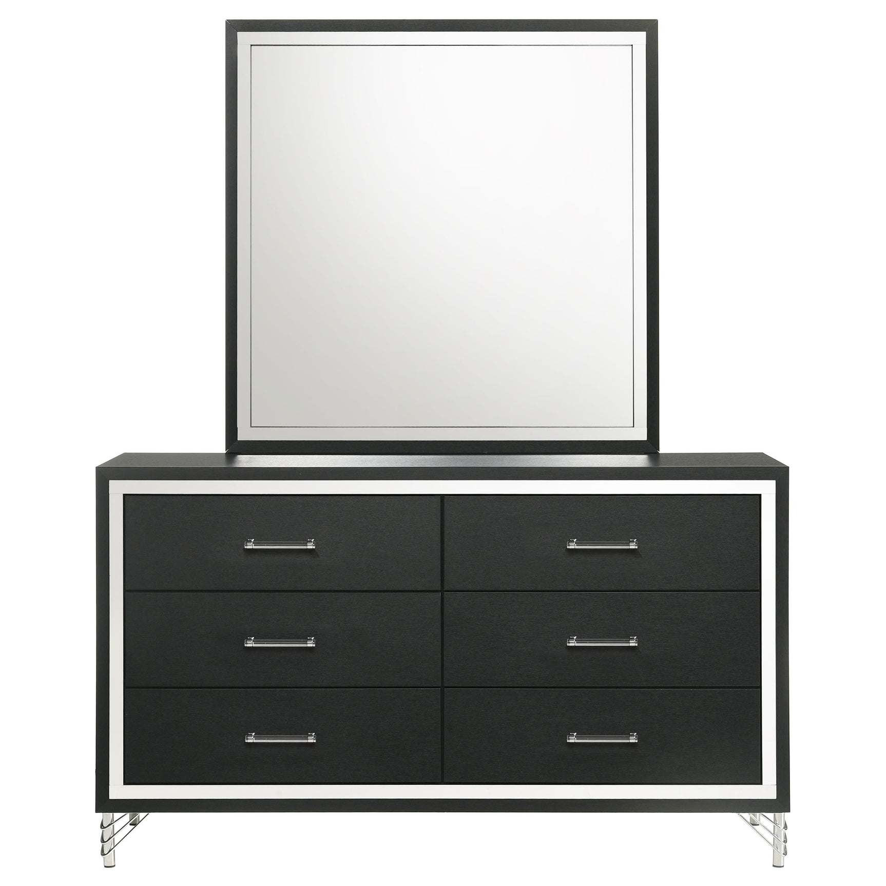 Lucia 6-drawer Dresser and Mirror Black - Tampa Furniture Outlet