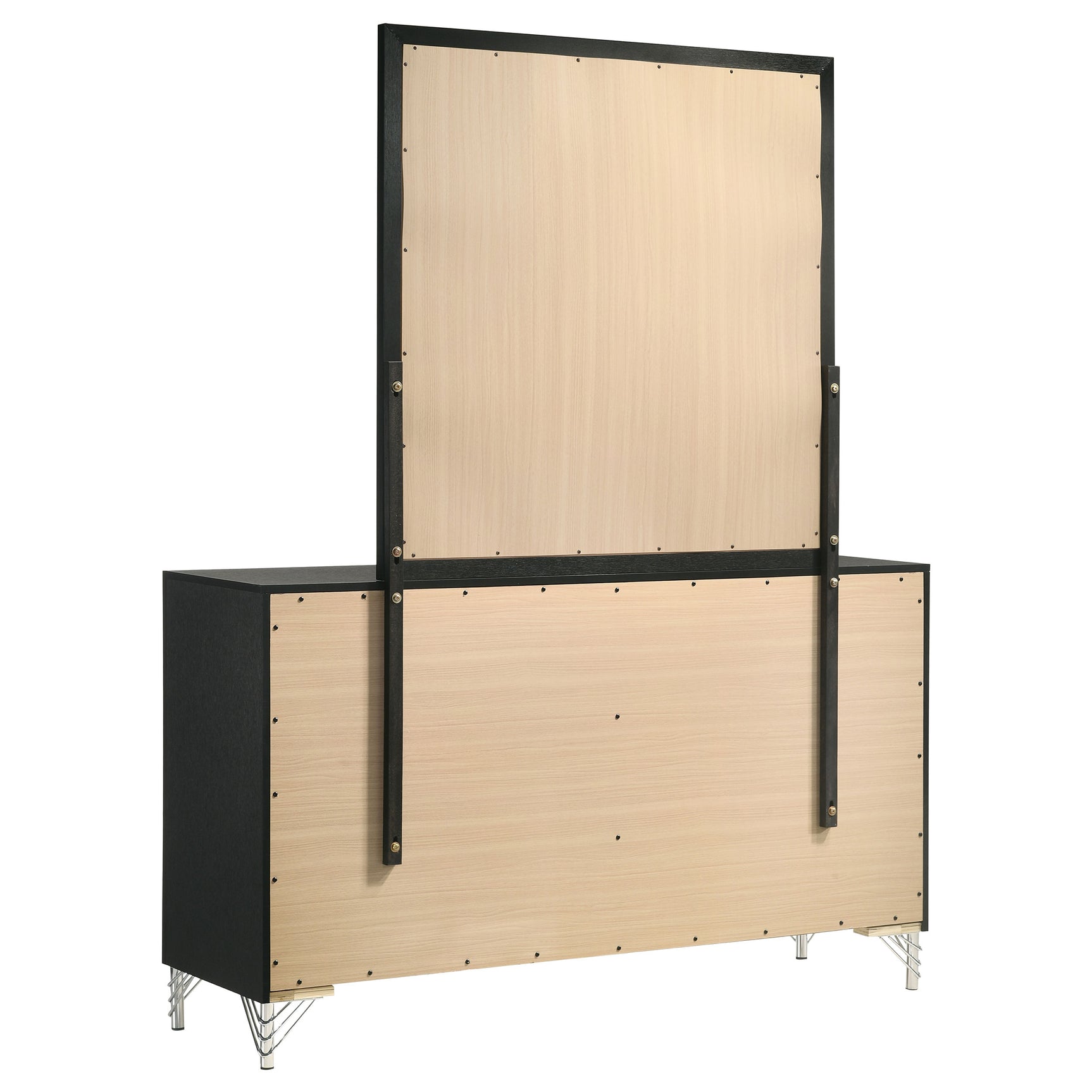 Lucia 6-drawer Dresser and Mirror Black - Tampa Furniture Outlet