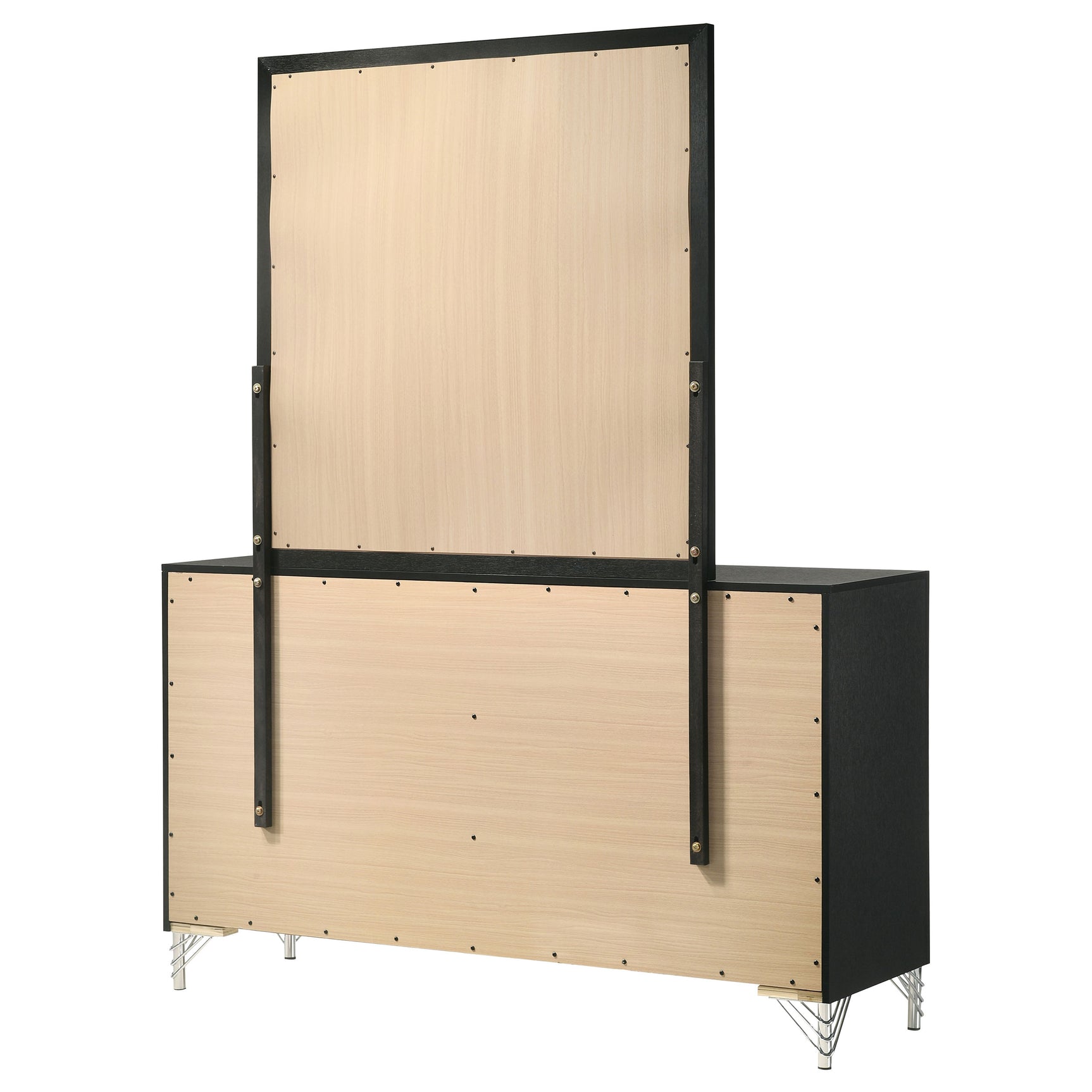 Lucia 6-drawer Dresser and Mirror Black - Tampa Furniture Outlet
