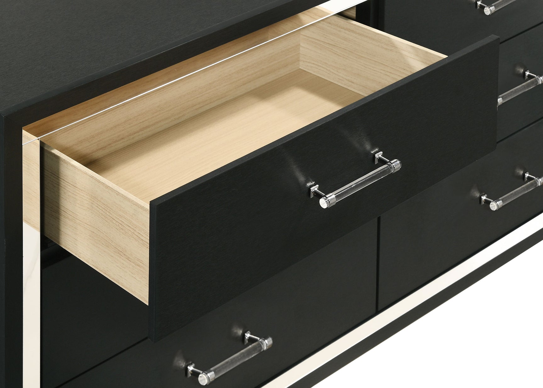 Lucia 6-drawer Dresser and Mirror Black - Tampa Furniture Outlet