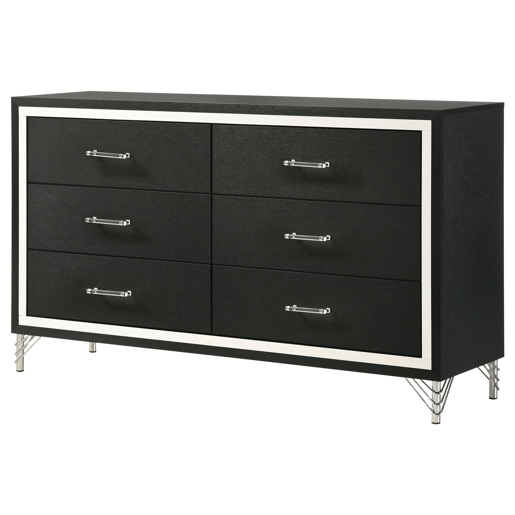 Lucia 6-drawer Dresser Cabinet Black - Tampa Furniture Outlet