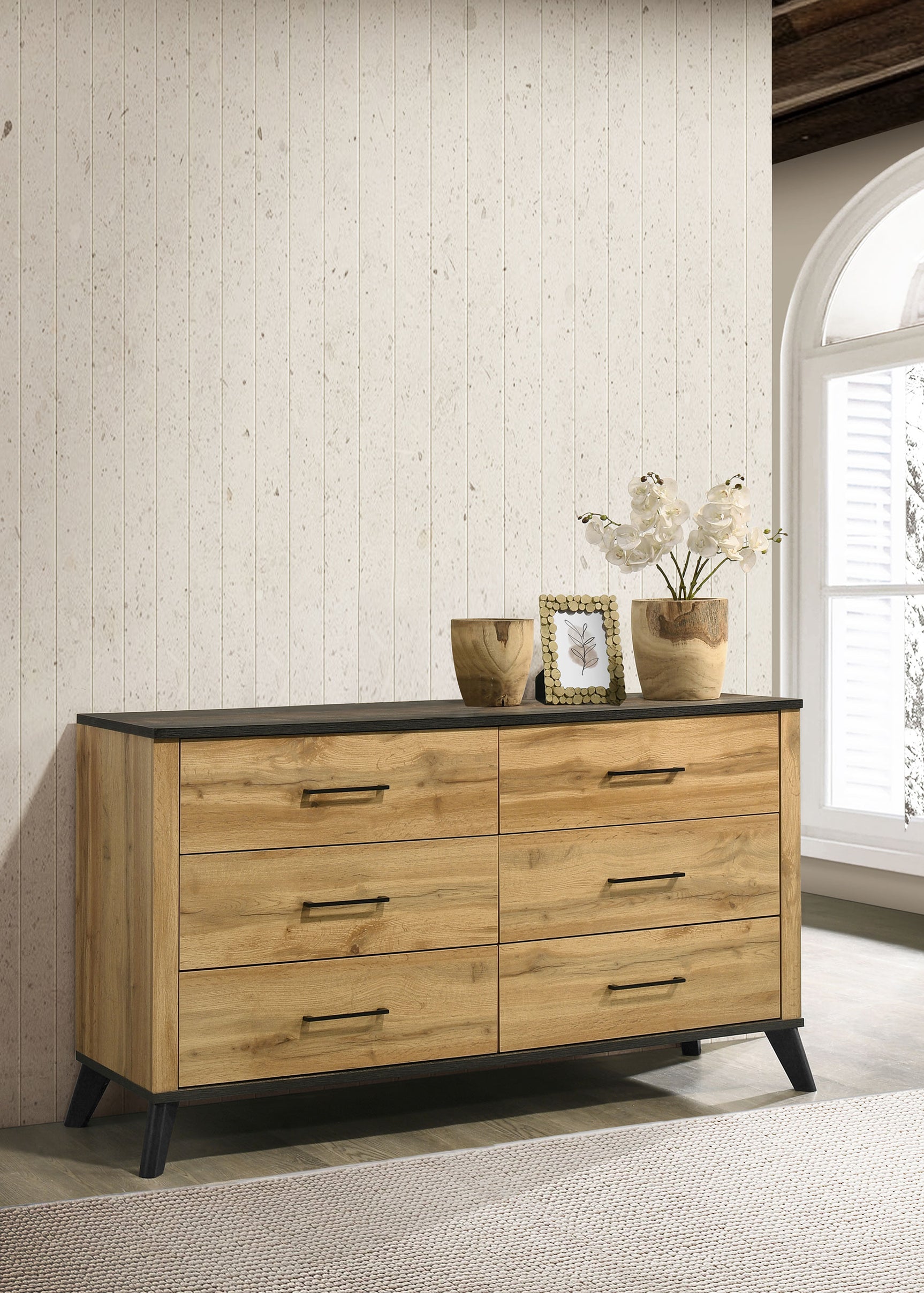 Kaywood 6-drawer Dresser Cabinet Natural Pine - Tampa Furniture Outlet