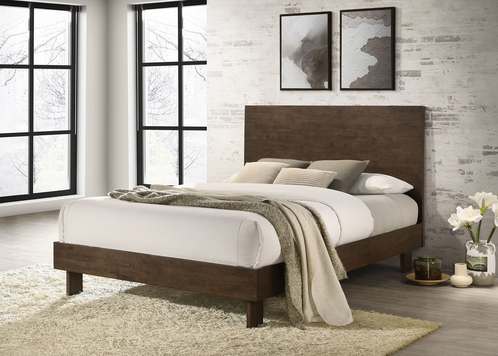Glenwood 48-inch Queen Platform Panel Bed Warm Brown - Tampa Furniture Outlet