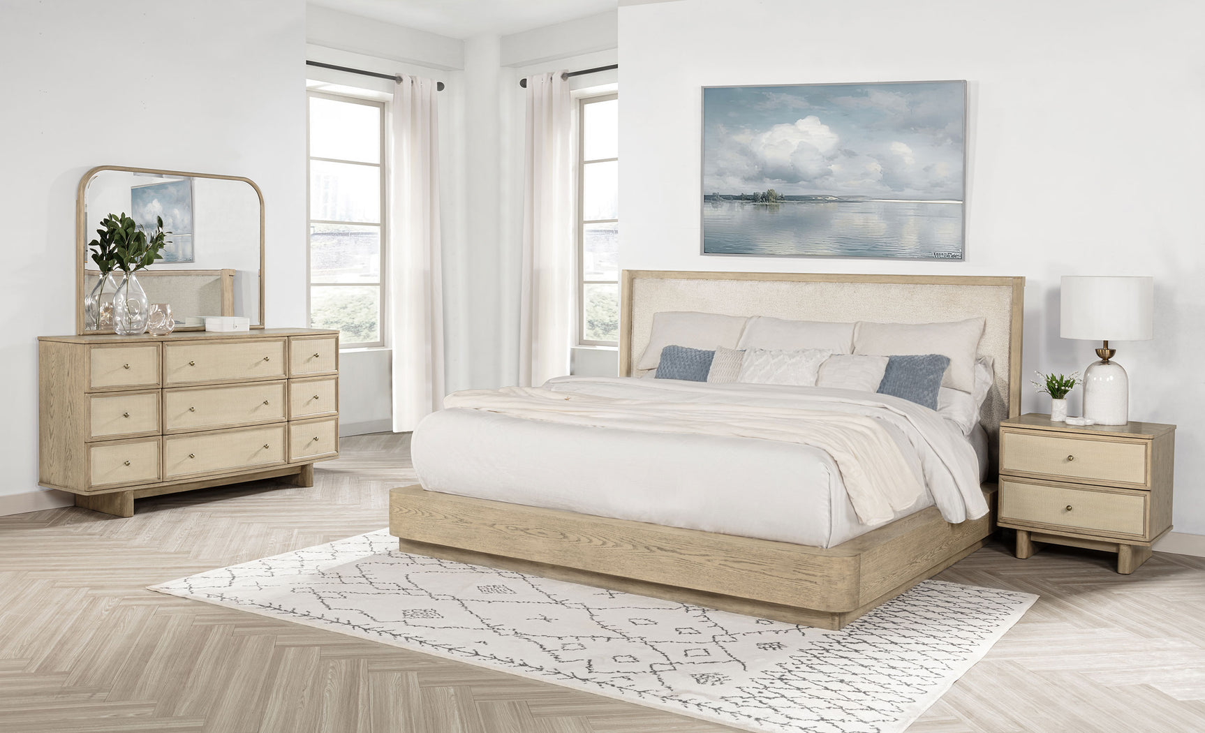 Tampa Furniture Outlet - Coaster - Kailani 4-piece Eastern King Bedroom Set Beige Oak - 225041KE-S4