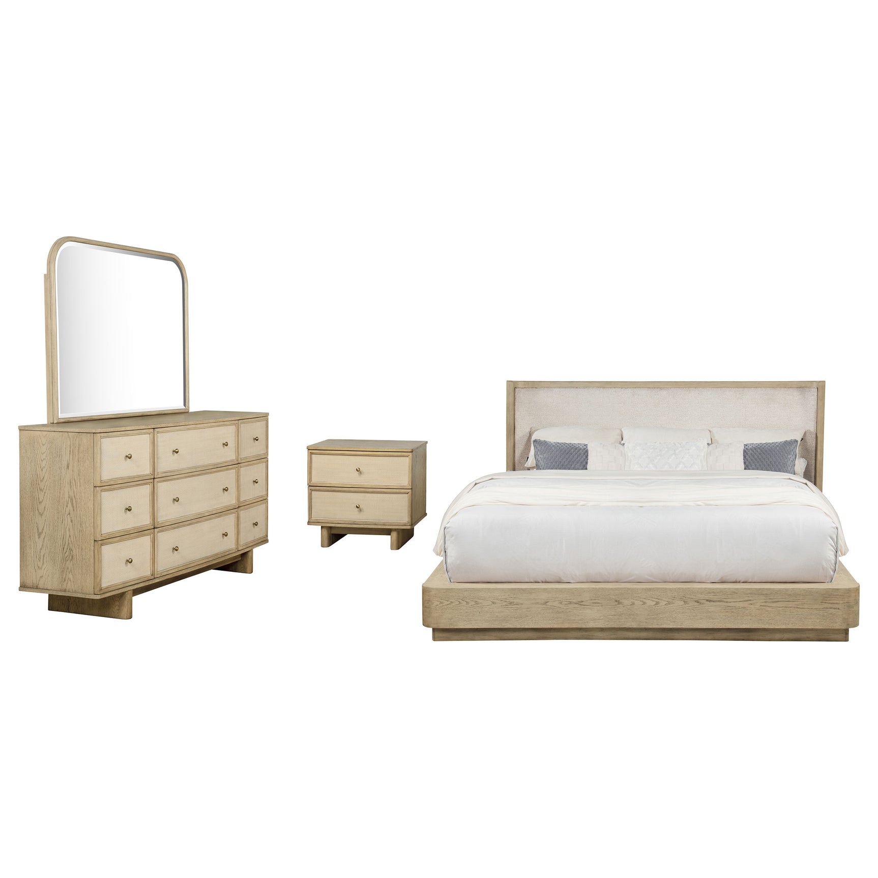Kailani 4-piece Eastern King Bedroom Set Beige Oak - Tampa Furniture Outlet
