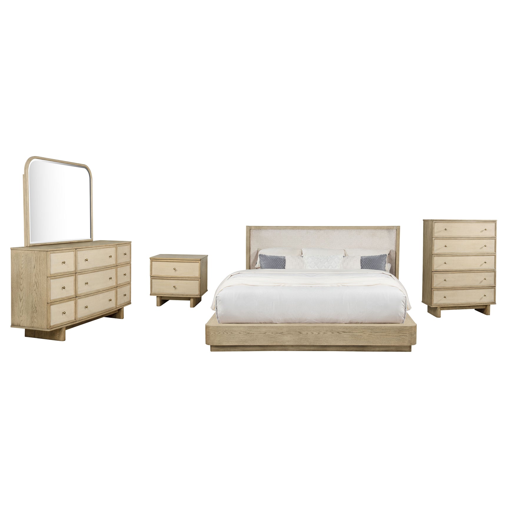 Kailani 5-piece Eastern King Bedroom Set Beige Oak - Tampa Furniture Outlet