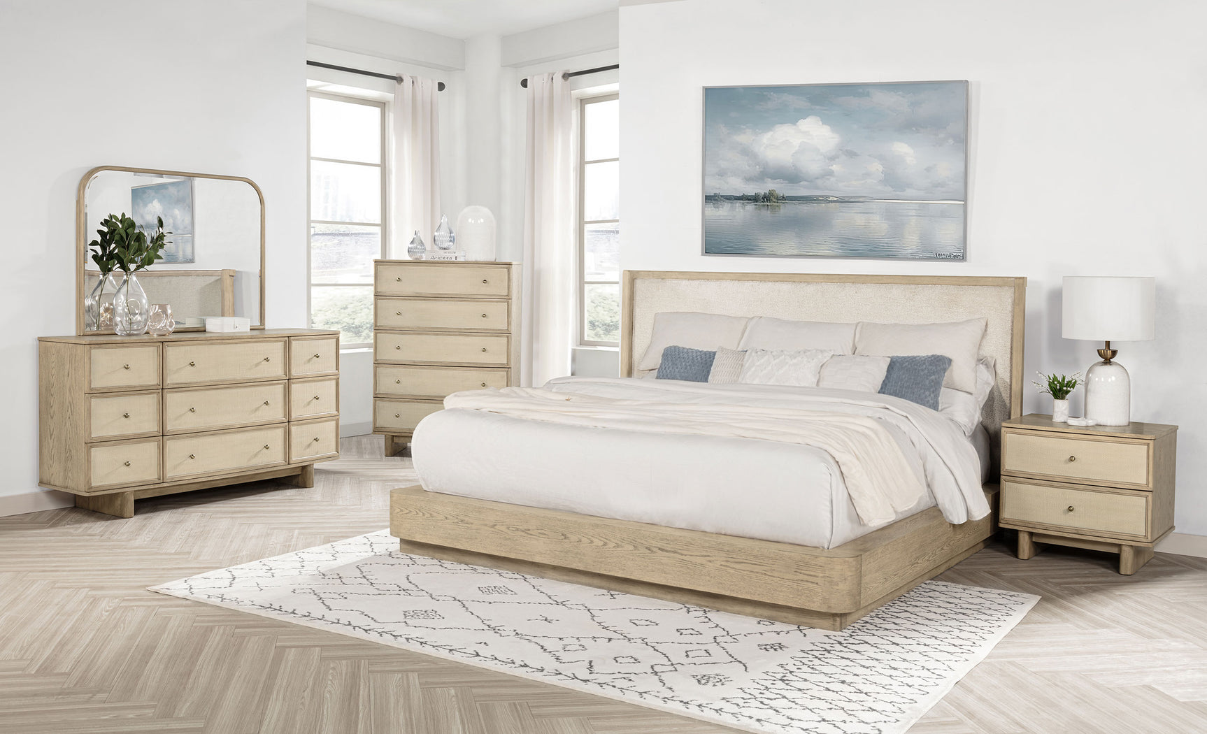 Tampa Furniture Outlet - Coaster - Kailani 5-piece California King Bedroom Set Beige Oak - 225041KW-S5
