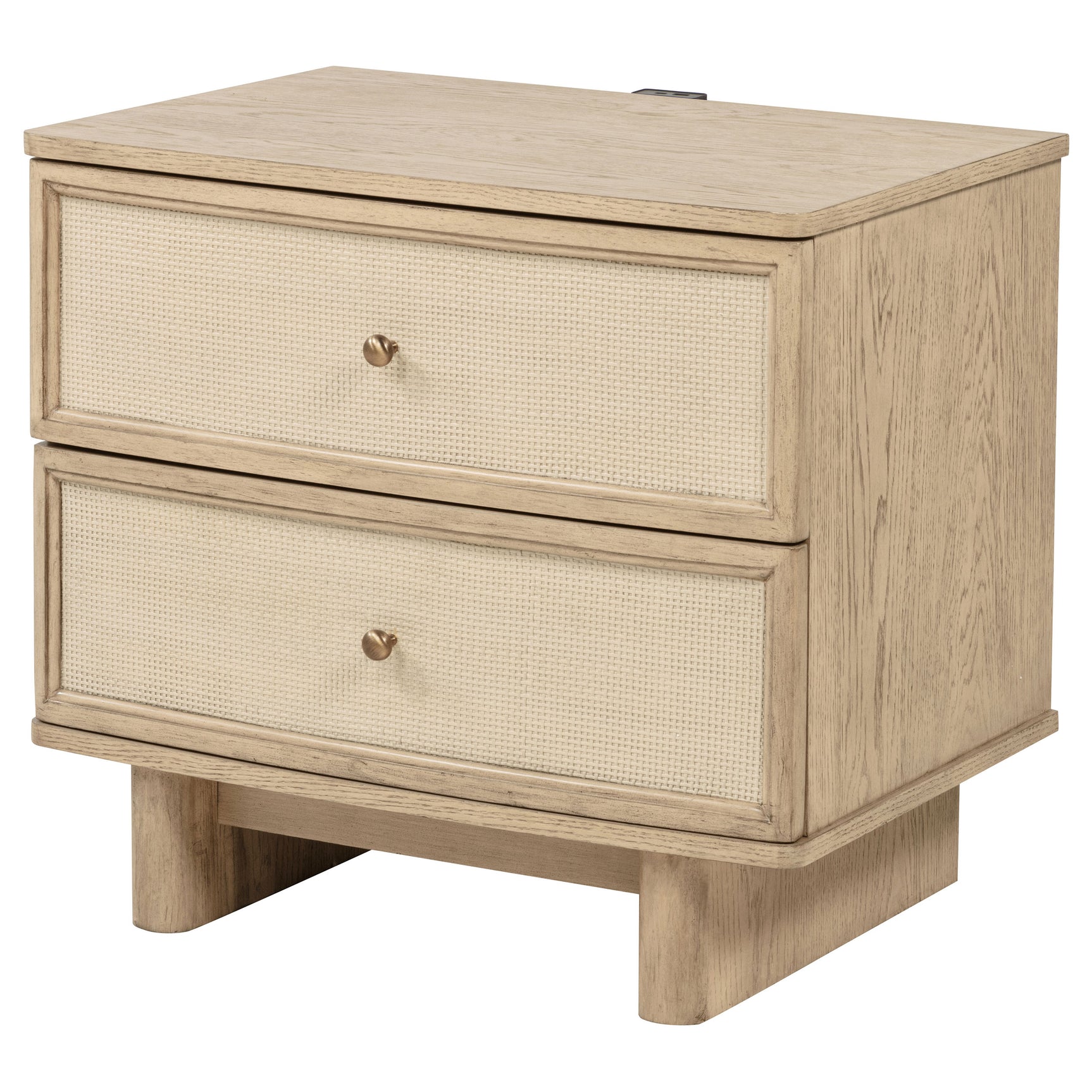 Kailani 2-drawer Nightstand Bedside Table Beige Oak - Tampa Furniture Outlet