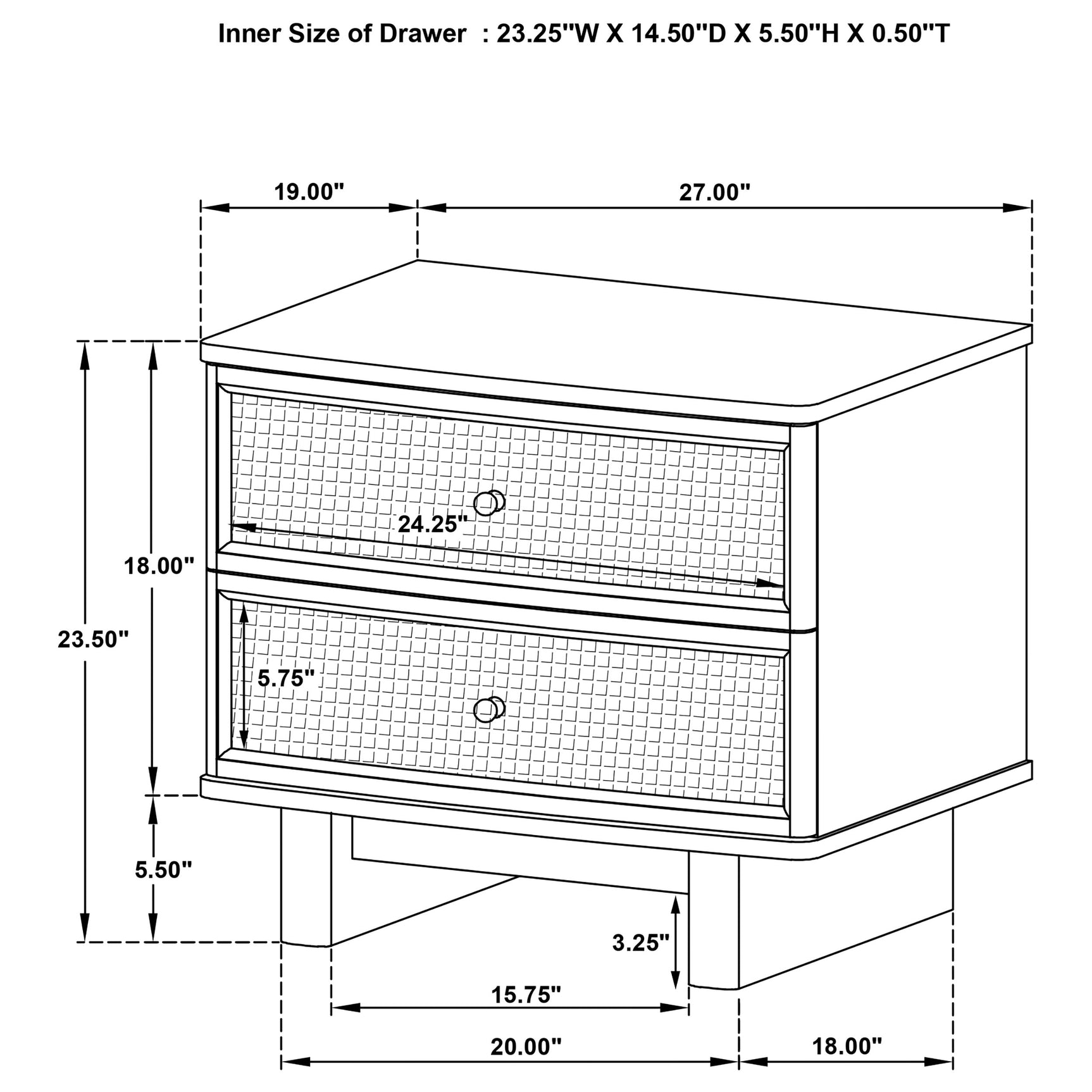 Kailani 2-drawer Nightstand Bedside Table Beige Oak