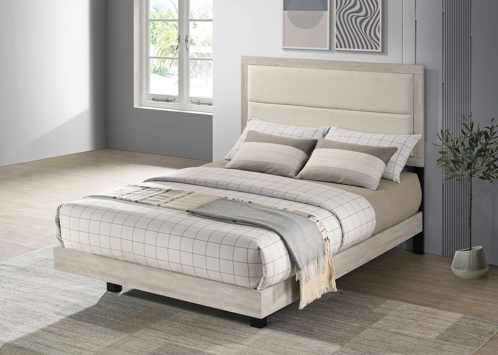 Trenton 54-inch Wood Full Panel Bed Rustic Cream - Tampa Furniture Outlet