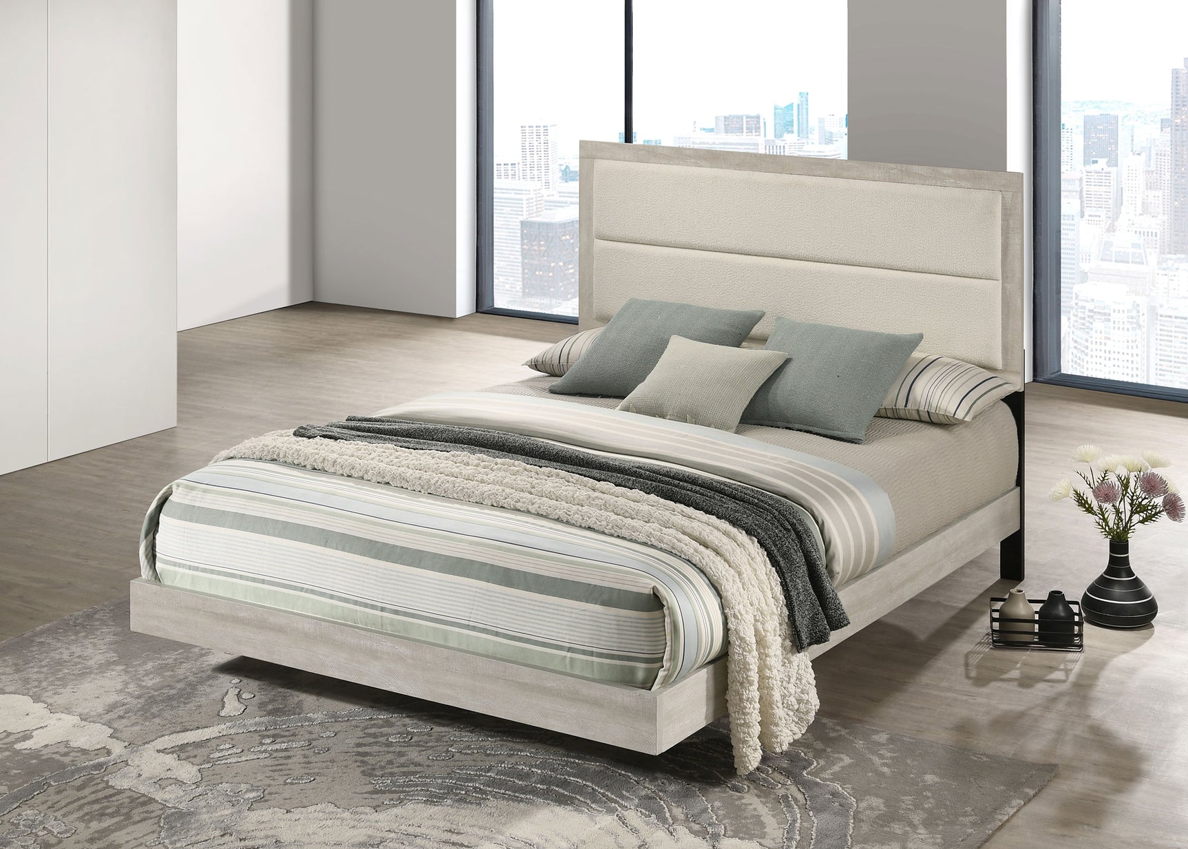Trenton 54-inch Wood Queen Panel Bed Rustic Cream - Tampa Furniture Outlet