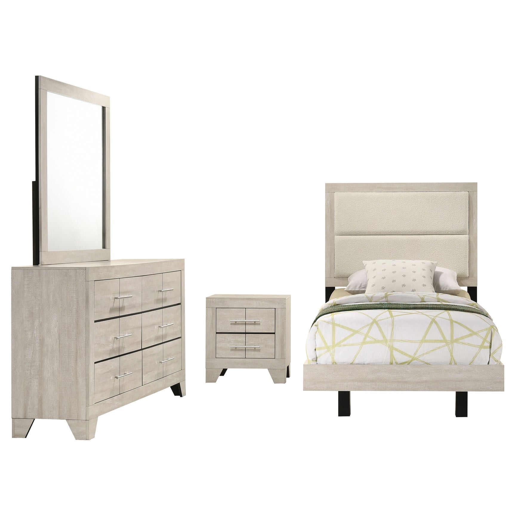 Trenton 4-piece Twin Bedroom Set Rustic Cream - Tampa Furniture Outlet