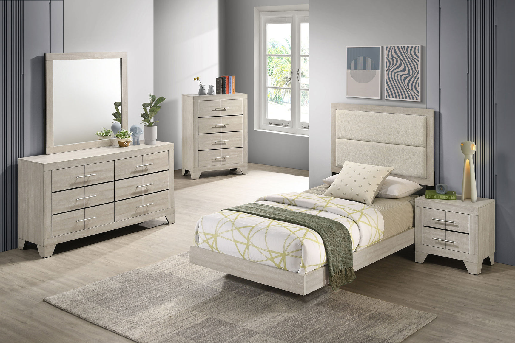 Trenton 54-inch Wood Twin Panel Bed Rustic Cream - Tampa Furniture Outlet
