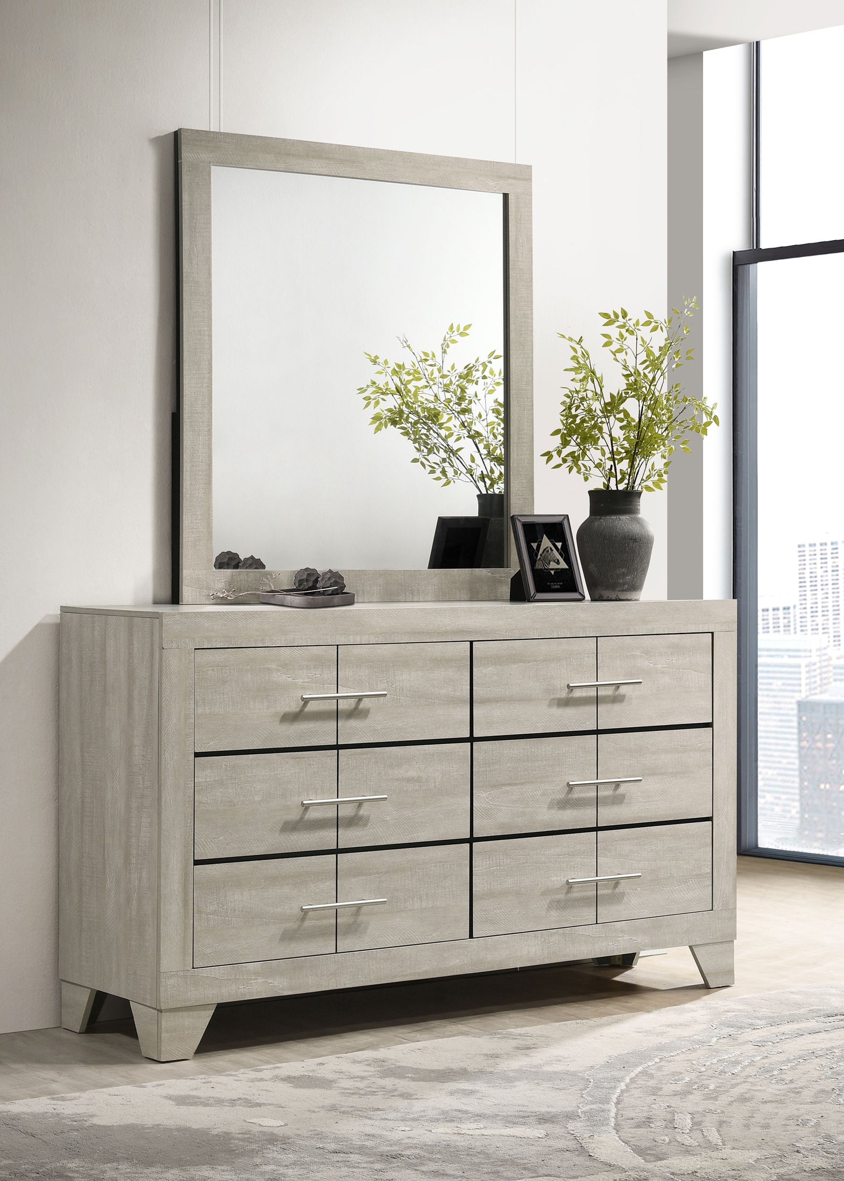 Trenton 6-drawer Bedroom Dresser With Mirror Rustic Cream - Tampa Furniture Outlet