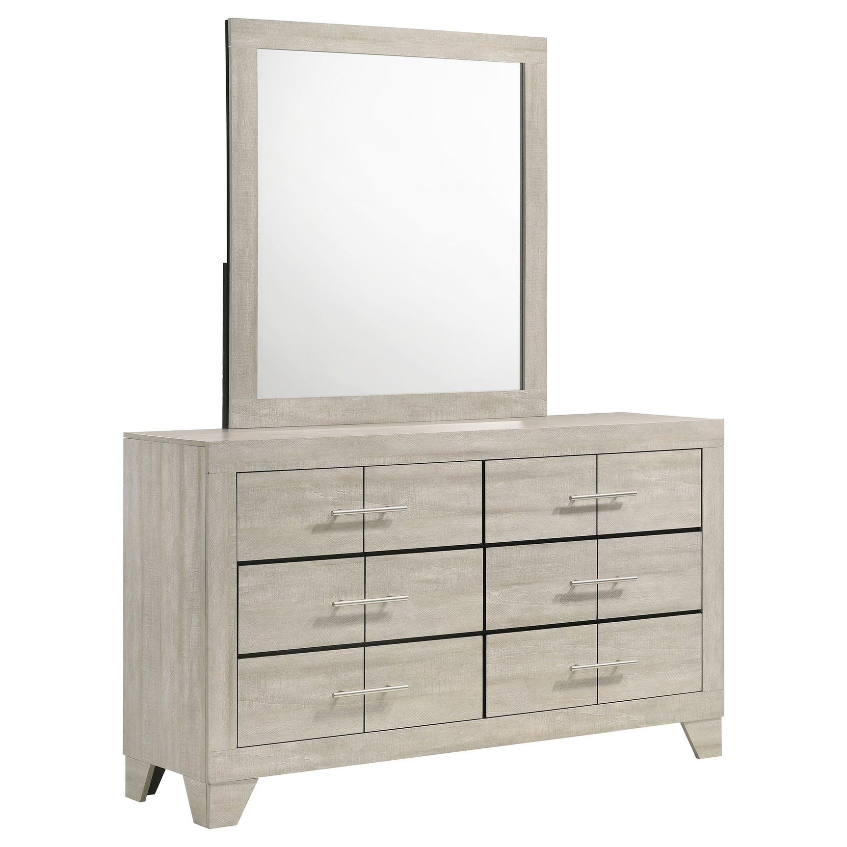 Tampa Furniture Outlet - Coaster - Trenton 6-drawer Bedroom Dresser With Mirror Rustic Cream - 225063M
