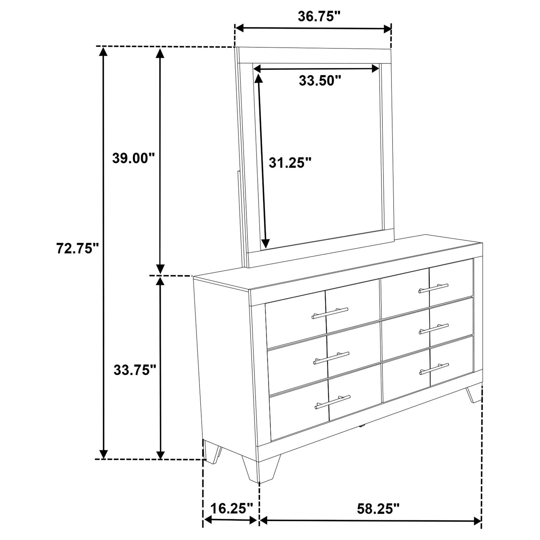 Trenton 6-drawer Bedroom Dresser With Mirror Rustic Cream - Tampa Furniture Outlet