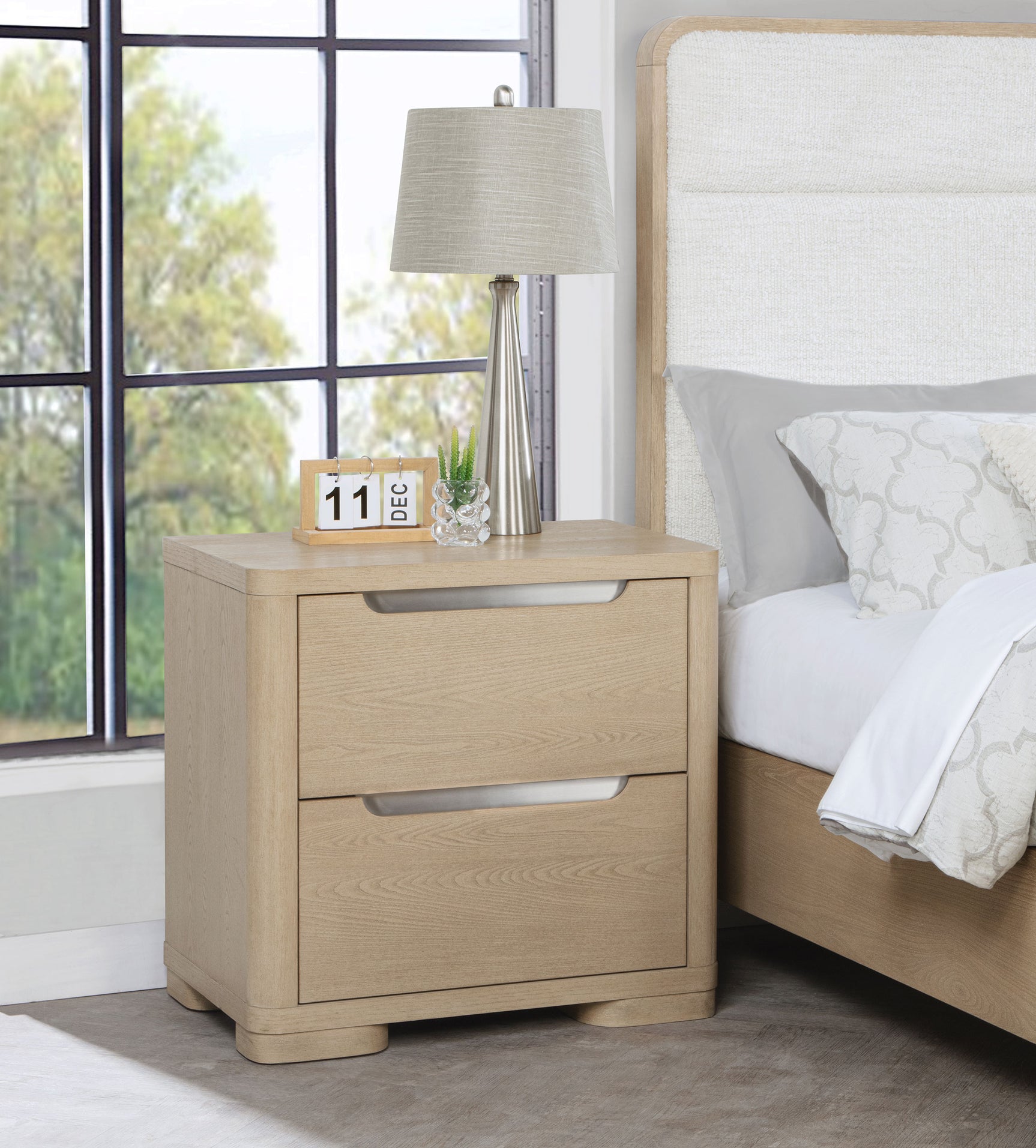 Ladera 2-drawer Nightstand Bedside Table Light Elm - Tampa Furniture Outlet