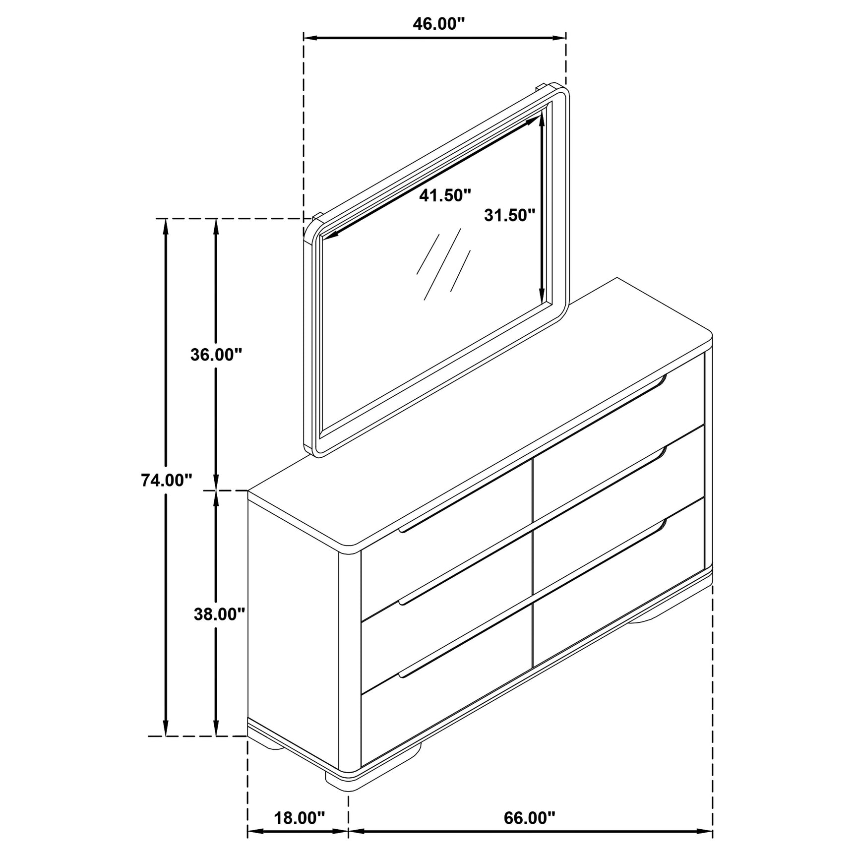 Ladera 6-drawer Bedroom Dresser and Mirror Light Elm - Tampa Furniture Outlet