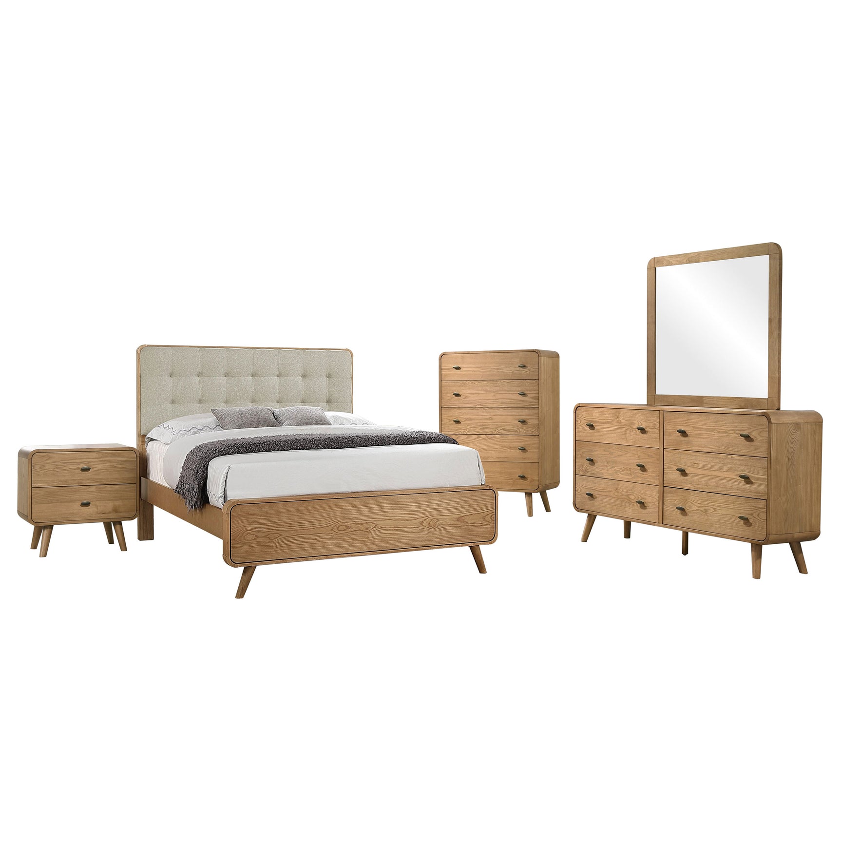 Robyn 5-piece California King Bedroom Set Light Ash - Tampa Furniture Outlet