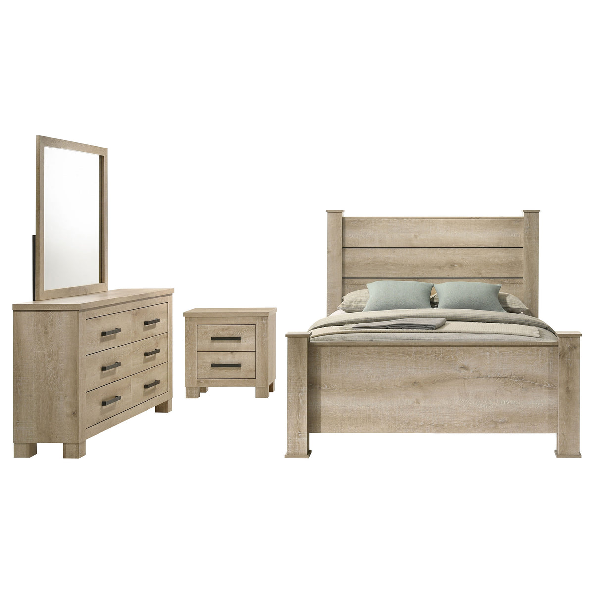 Oakglen 4-piece Eastern King Bedroom Set Weathered Oak