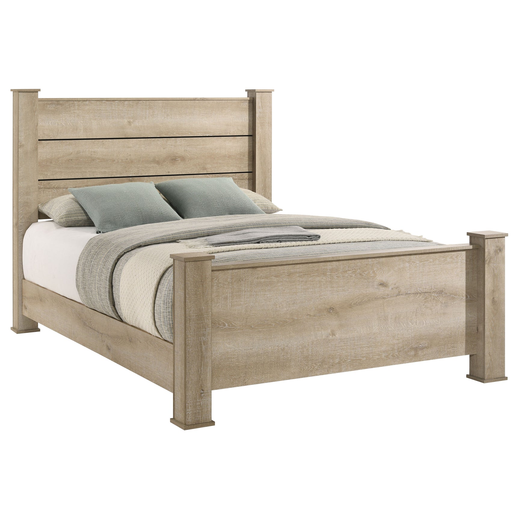 Oakglen 55-inch Queen Panel Bed Weathered Oak - Tampa Furniture Outlet