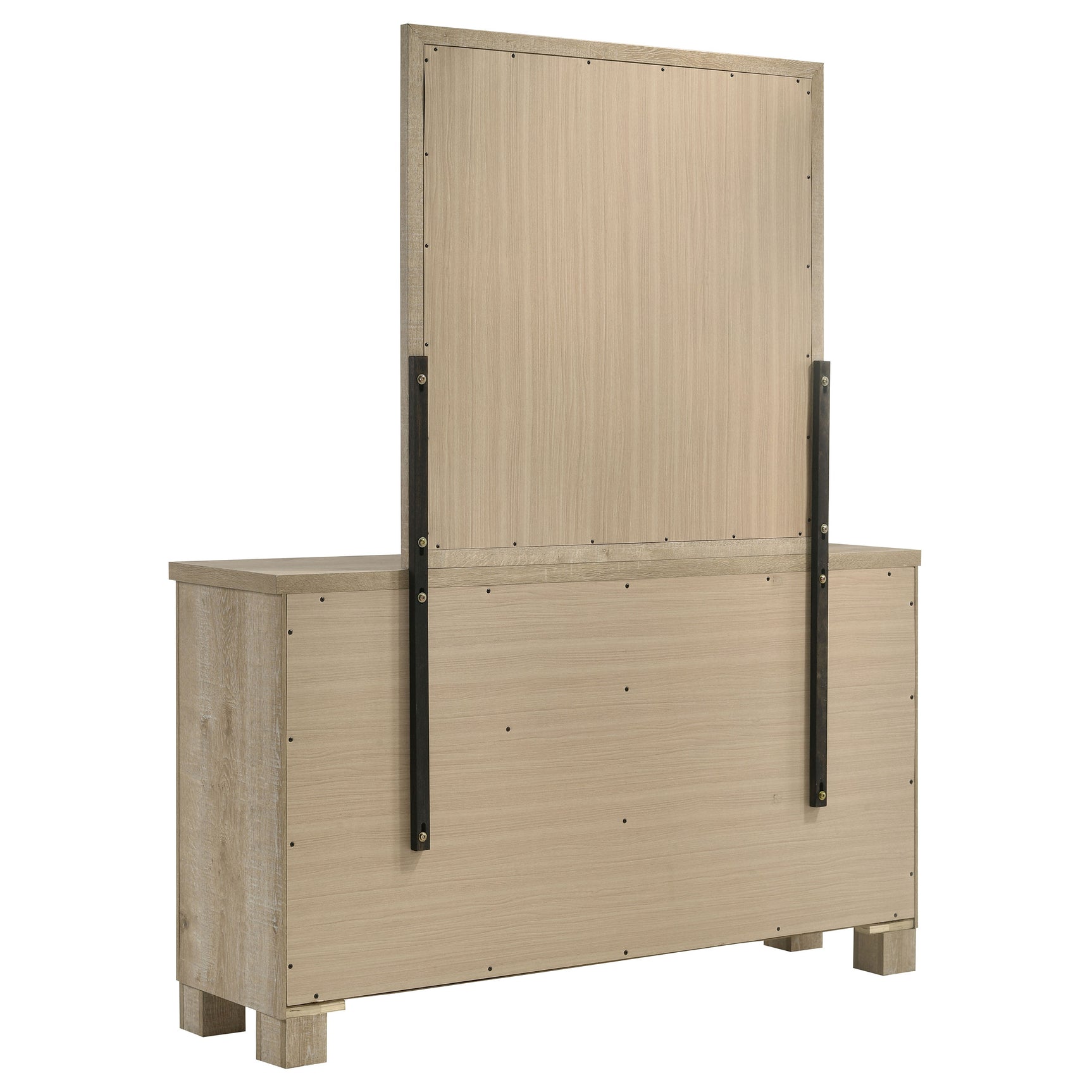 Oakglen 6-drawer Bedroom Dresser and Mirror Weathered Oak - Tampa Furniture Outlet