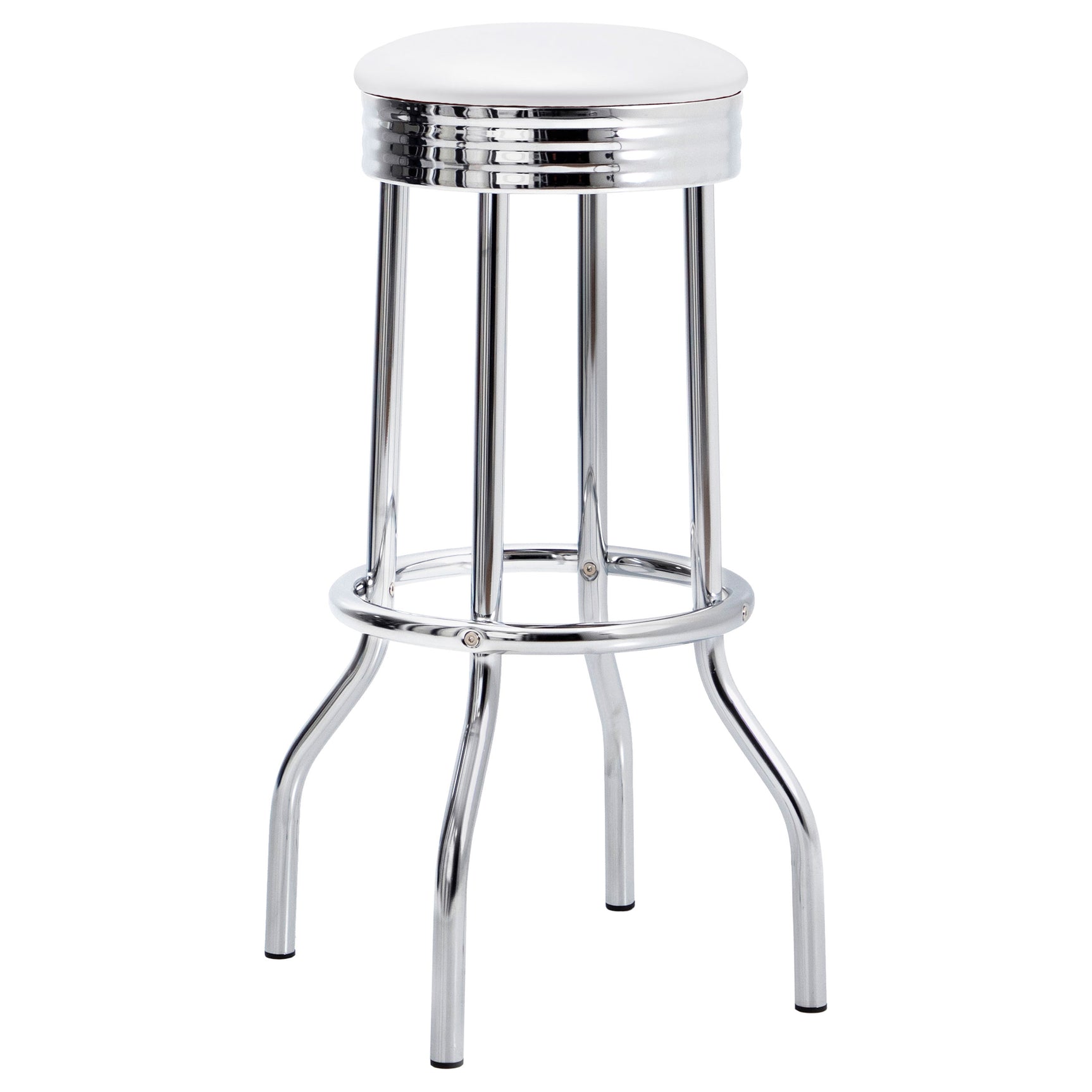 Retro Upholstered Metal Swivel Bar Stool White (Set of 2) - Tampa Furniture Outlet