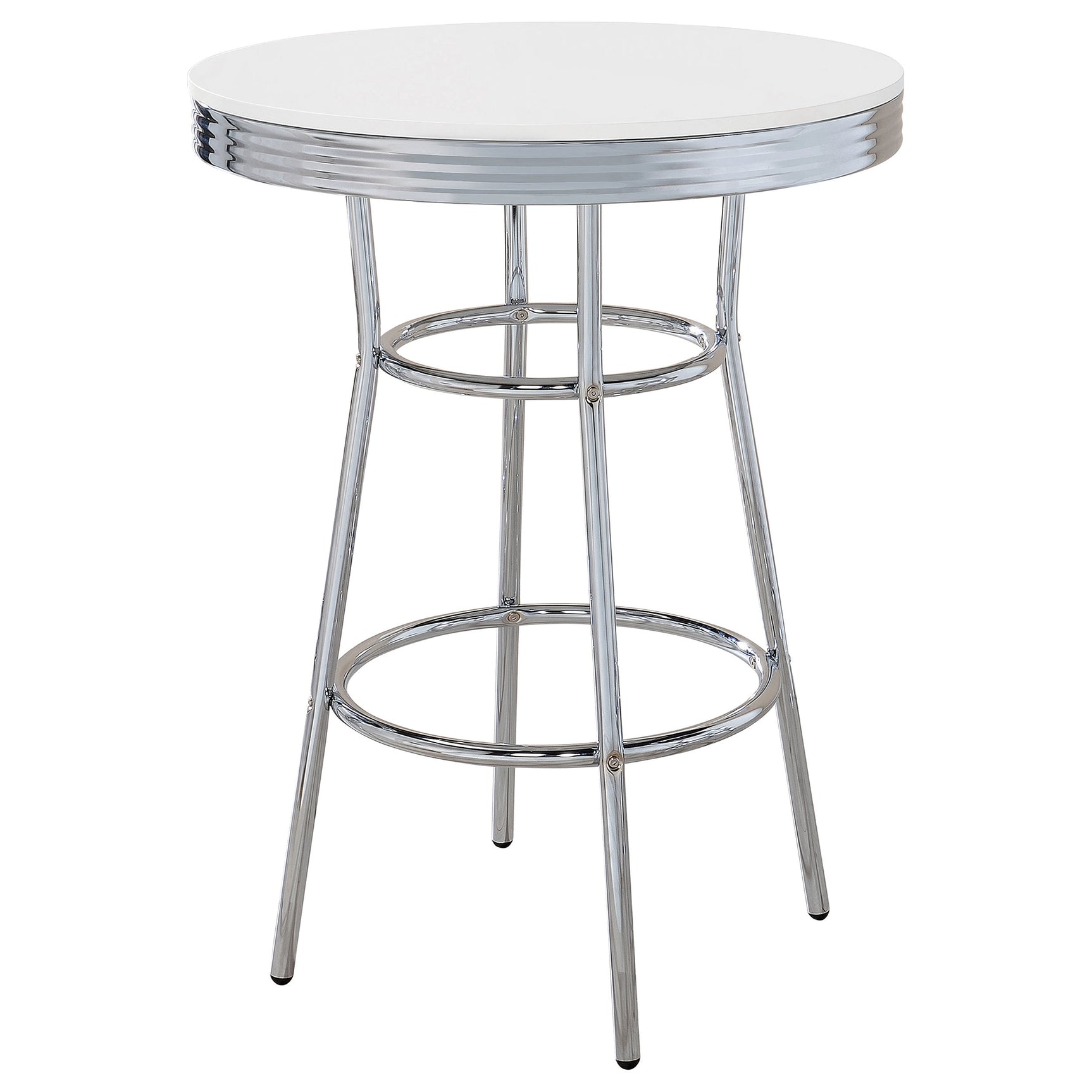 Tampa Furniture Outlet - Coaster - Retro Round 30-inch 1950's Bistro Pub Height Bar Table White - 2300