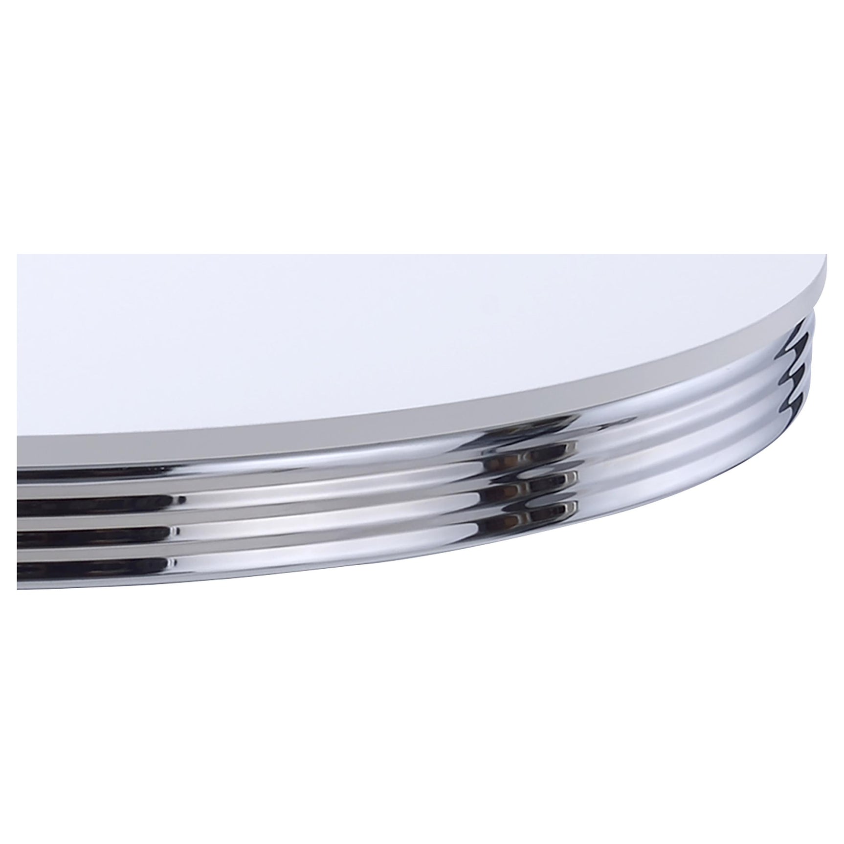 Retro Round 42-inch Wood Top Dining Table White and Chrome - Tampa Furniture Outlet