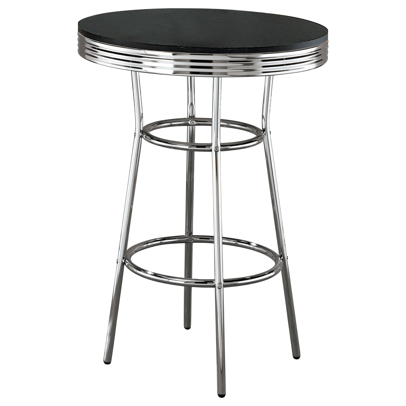 Tampa Furniture Outlet - Coaster - Retro Round 30-inch 1950's Bistro Pub Height Bar Table Black - 2405