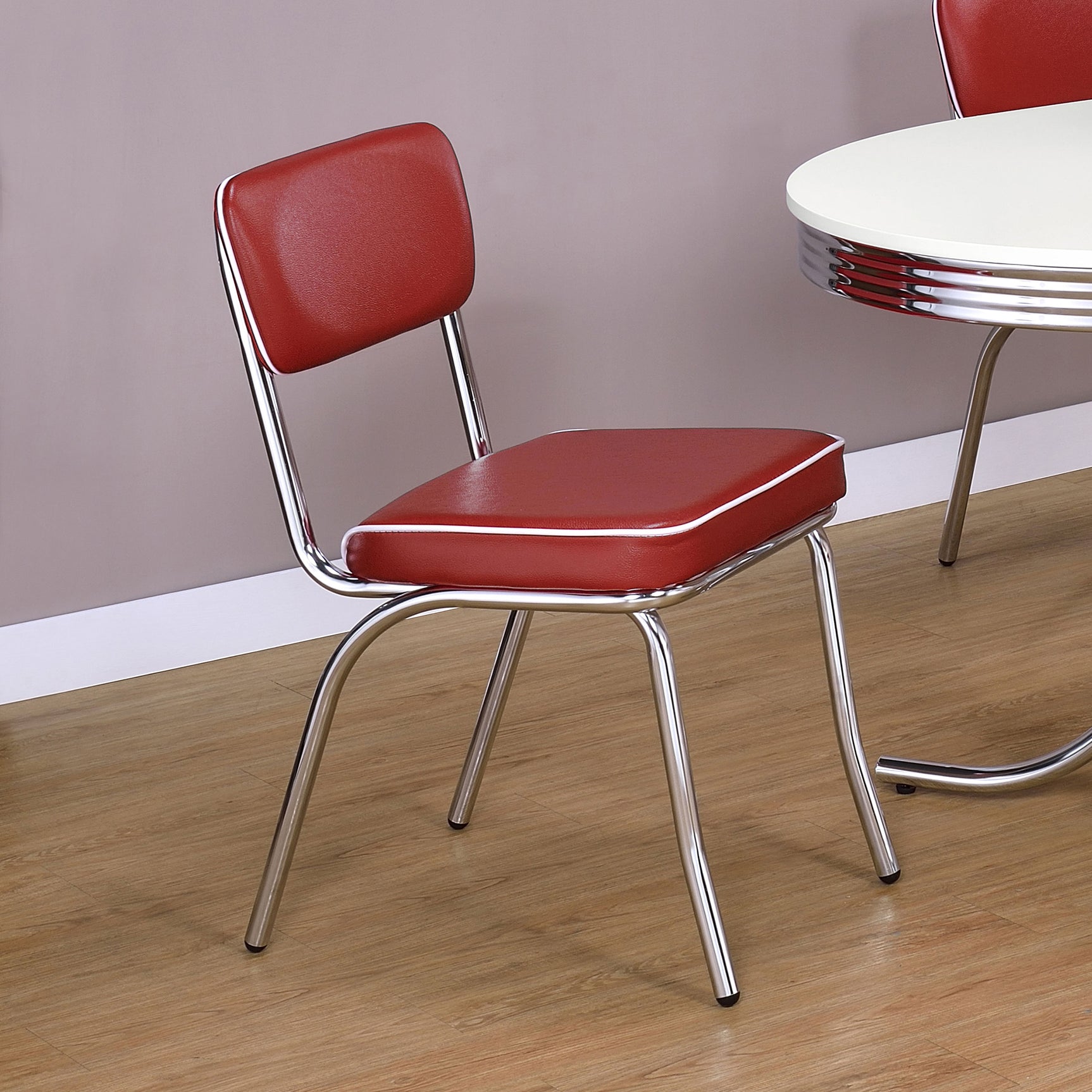 Retro Upholstered Dining Side Chair Red (Set of 2) - Tampa Furniture Outlet
